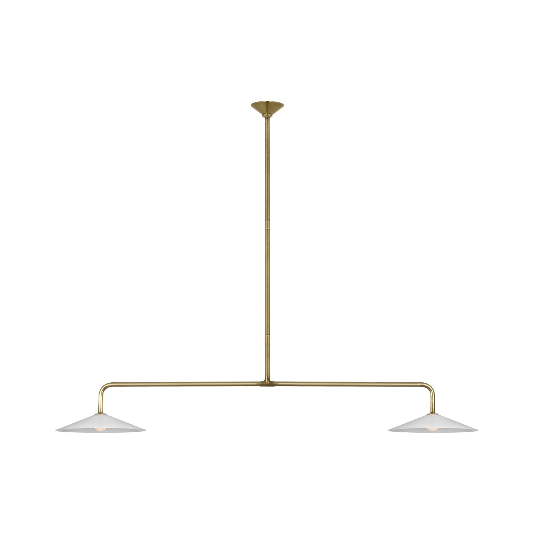 Ponce 62" Linear Pendant LIGHTING - pendant Visual Comfort Hand-Rubbed Antique Brass White Glass