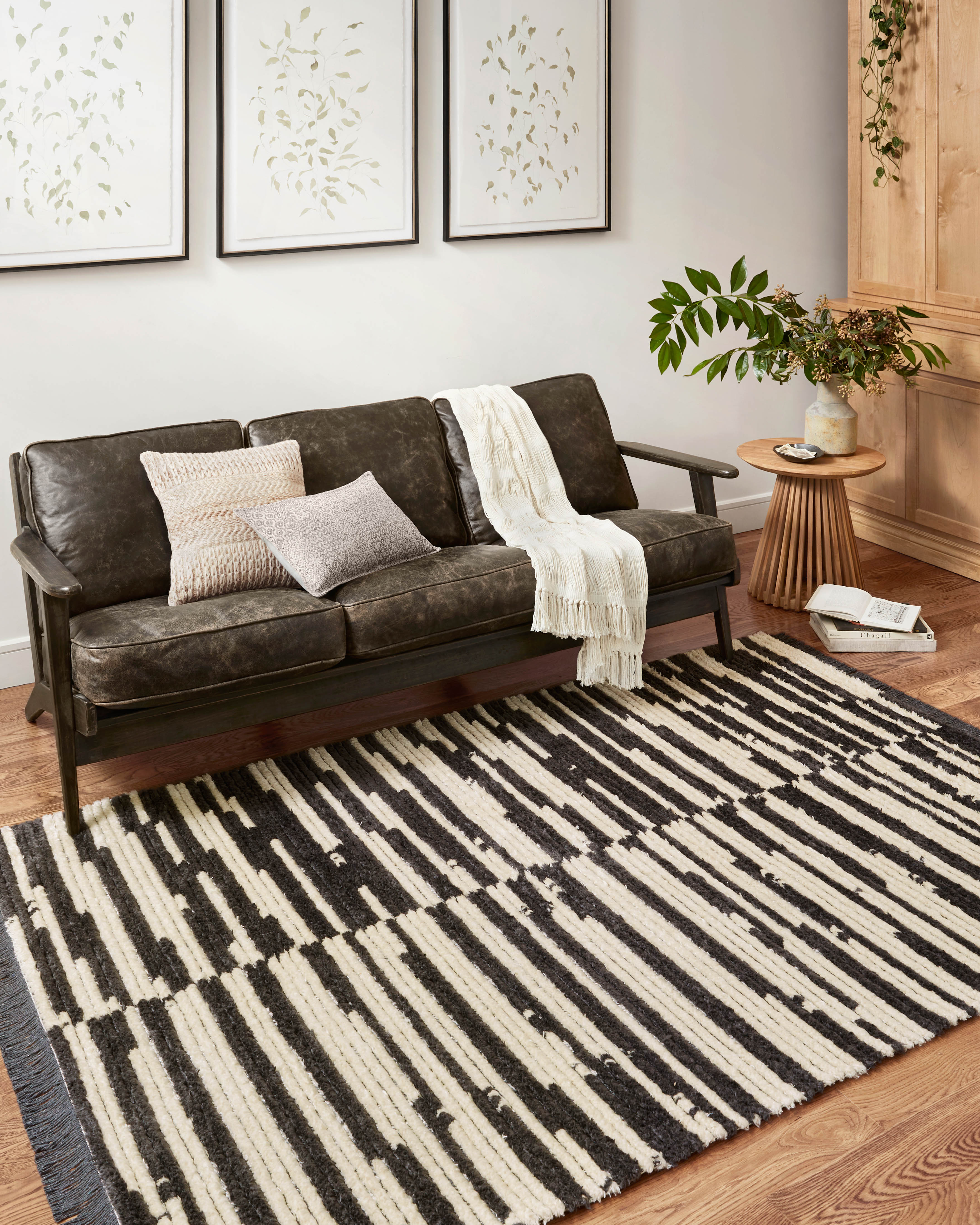 Chris Loves Julia x Loloi Alice Cream / Charcoal Rug No.3 RUGS - synthetic Loloi