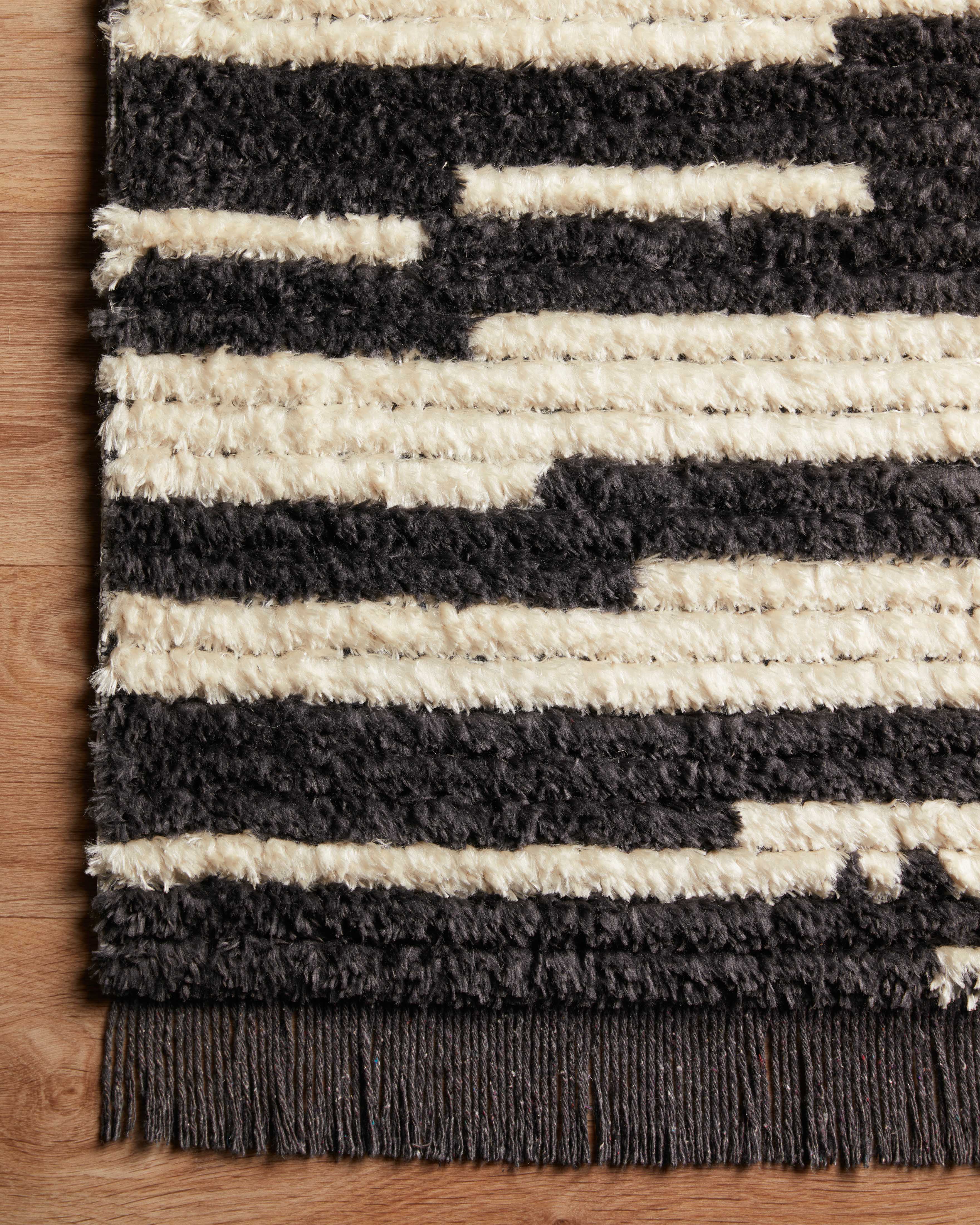 Chris Loves Julia x Loloi Alice Cream / Charcoal Rug No.3 RUGS - synthetic Loloi