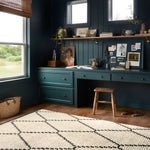 Chris Loves Julia x Loloi Alice Cream / Charcoal Diamond Rug RUGS - patterned Loloi