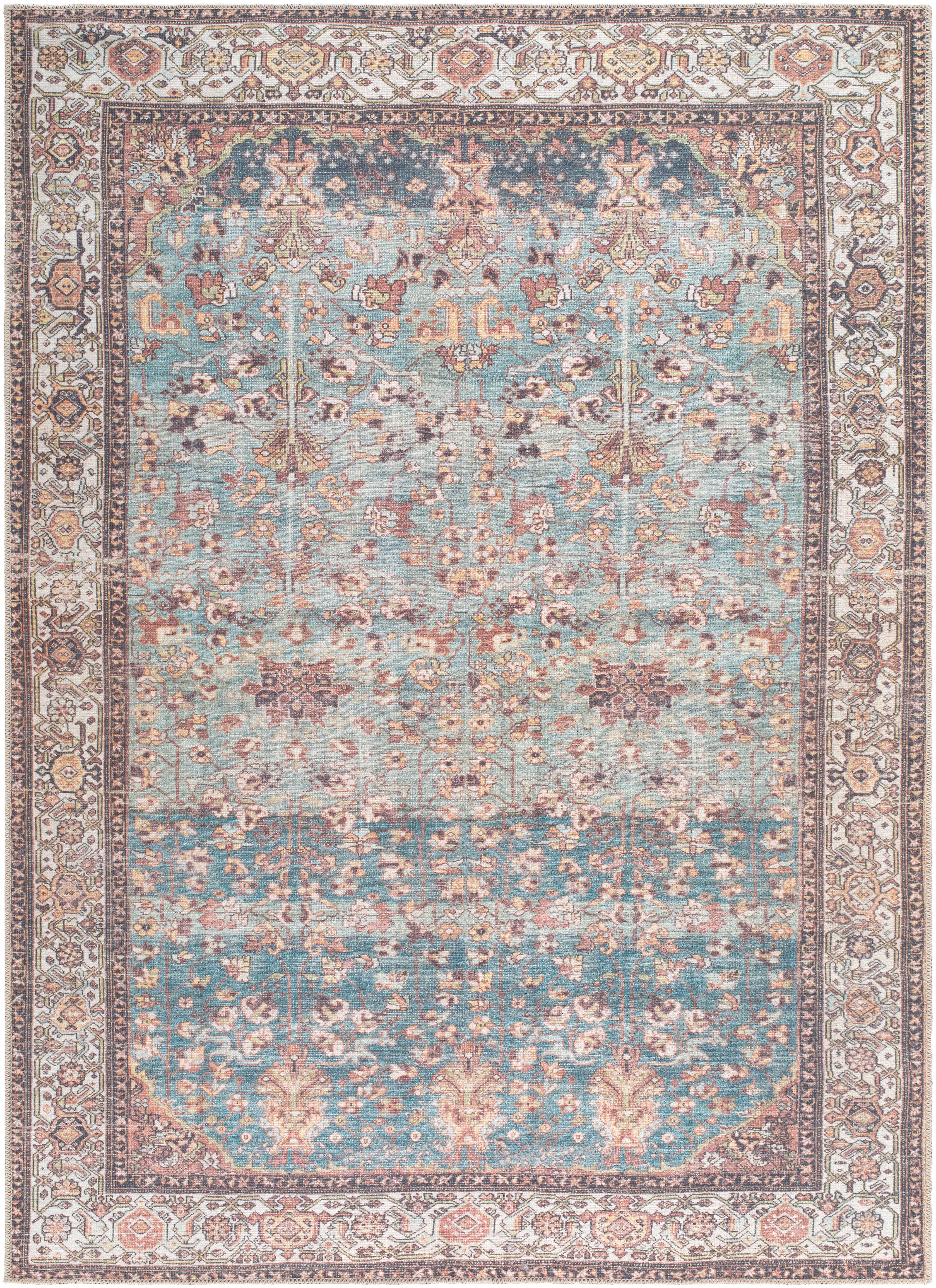 Aria Ocean / Clay Washable Rug RUGS - synthetic Surya
