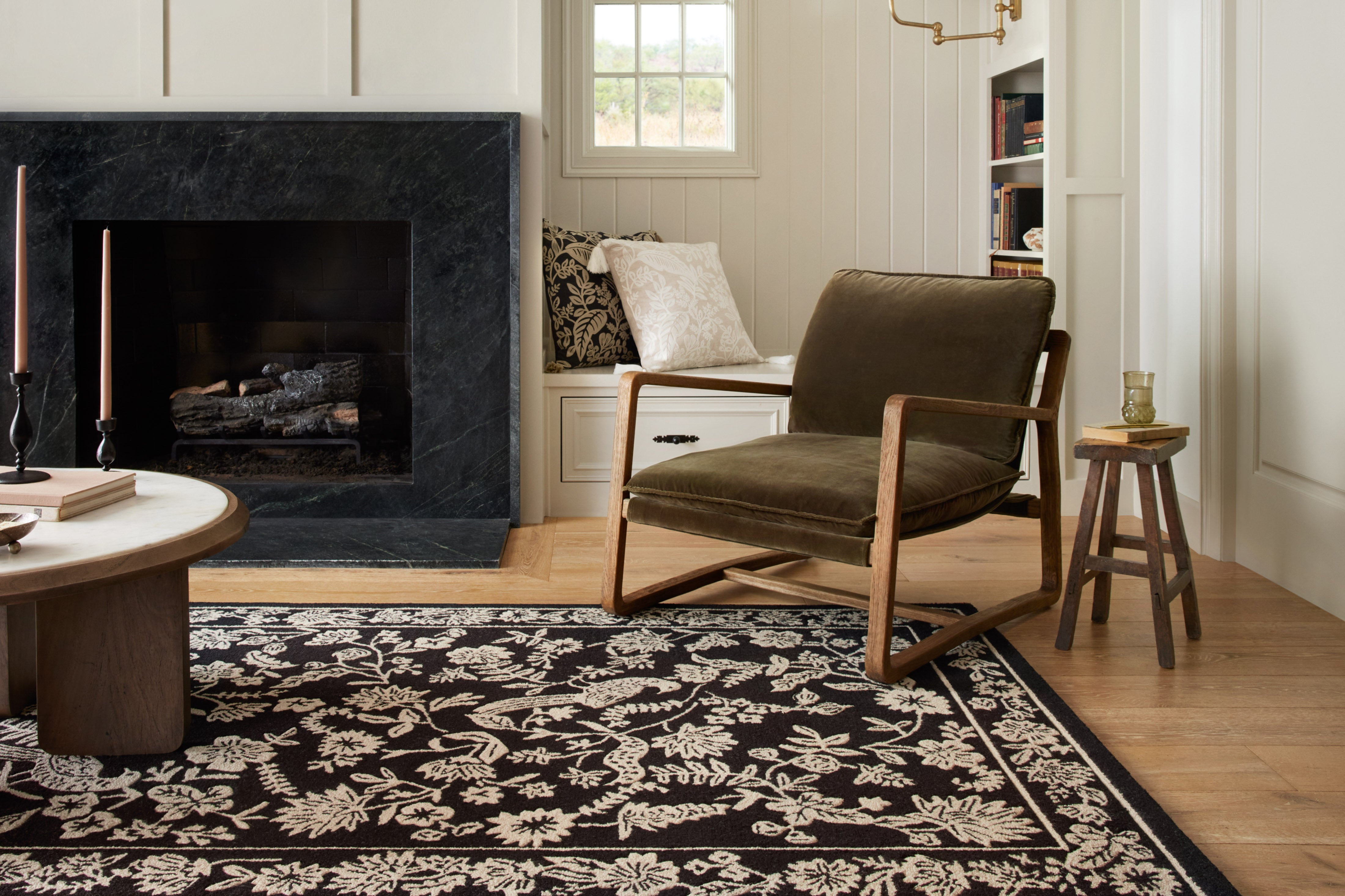 Rifle Paper Co. x Loloi Arboretum Black Rug 1-RUGS-wool rugs Loloi