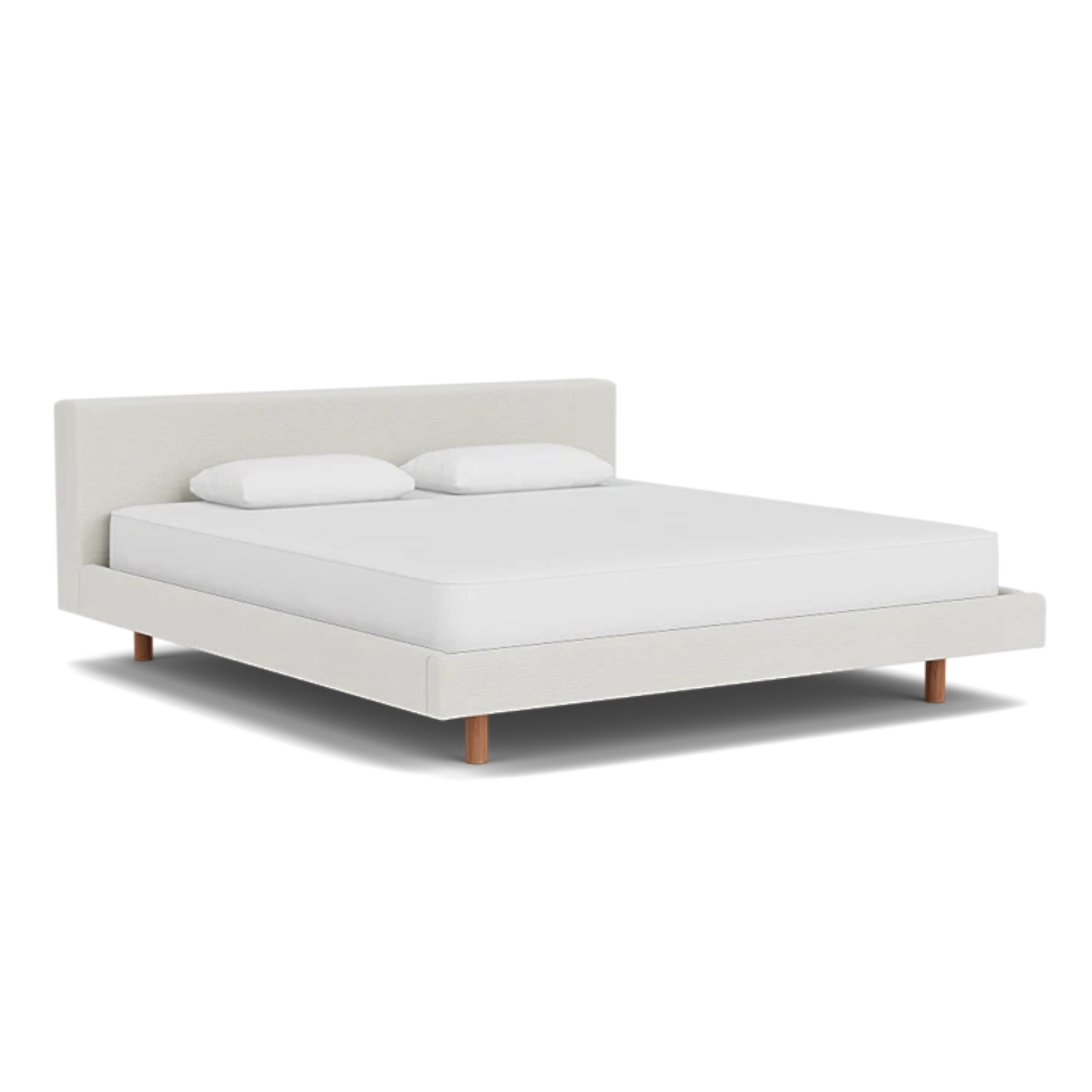EQ3 Custom Fabric Bento King Bed - Walnut Leg 1 - d - FURNITURE - Custom Beds EQ3 Arctic Snow