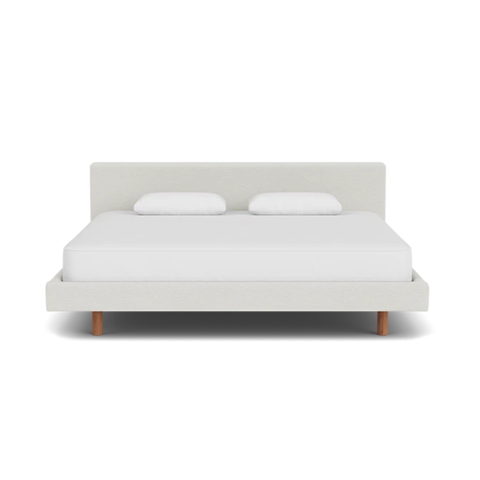 EQ3 Custom Fabric Bento King Bed - Walnut Leg 1 - d - FURNITURE - Custom Beds EQ3