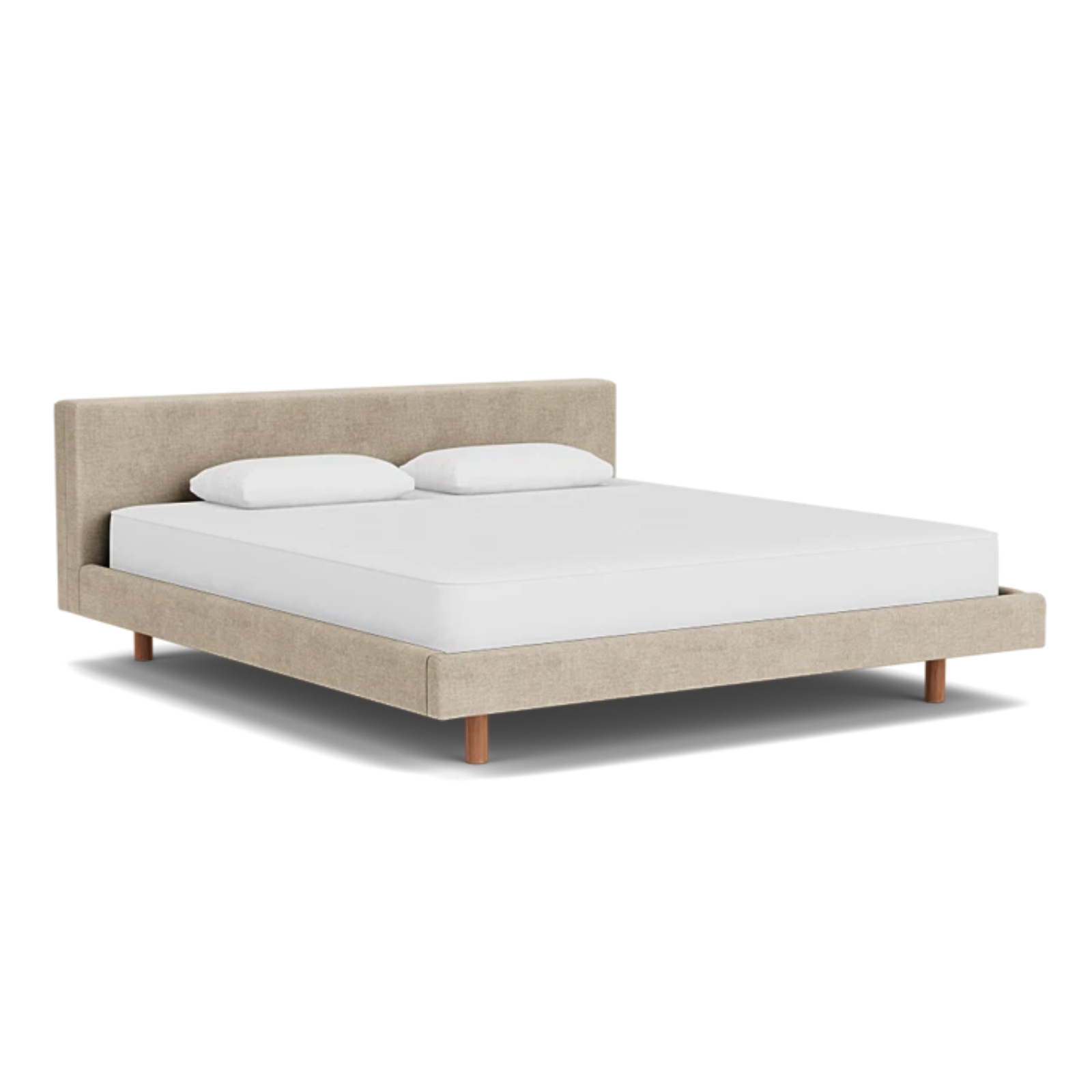 EQ3 Custom Fabric Bento King Bed - Walnut Leg 1 - d - FURNITURE - Custom Beds EQ3 Aspen Dusk