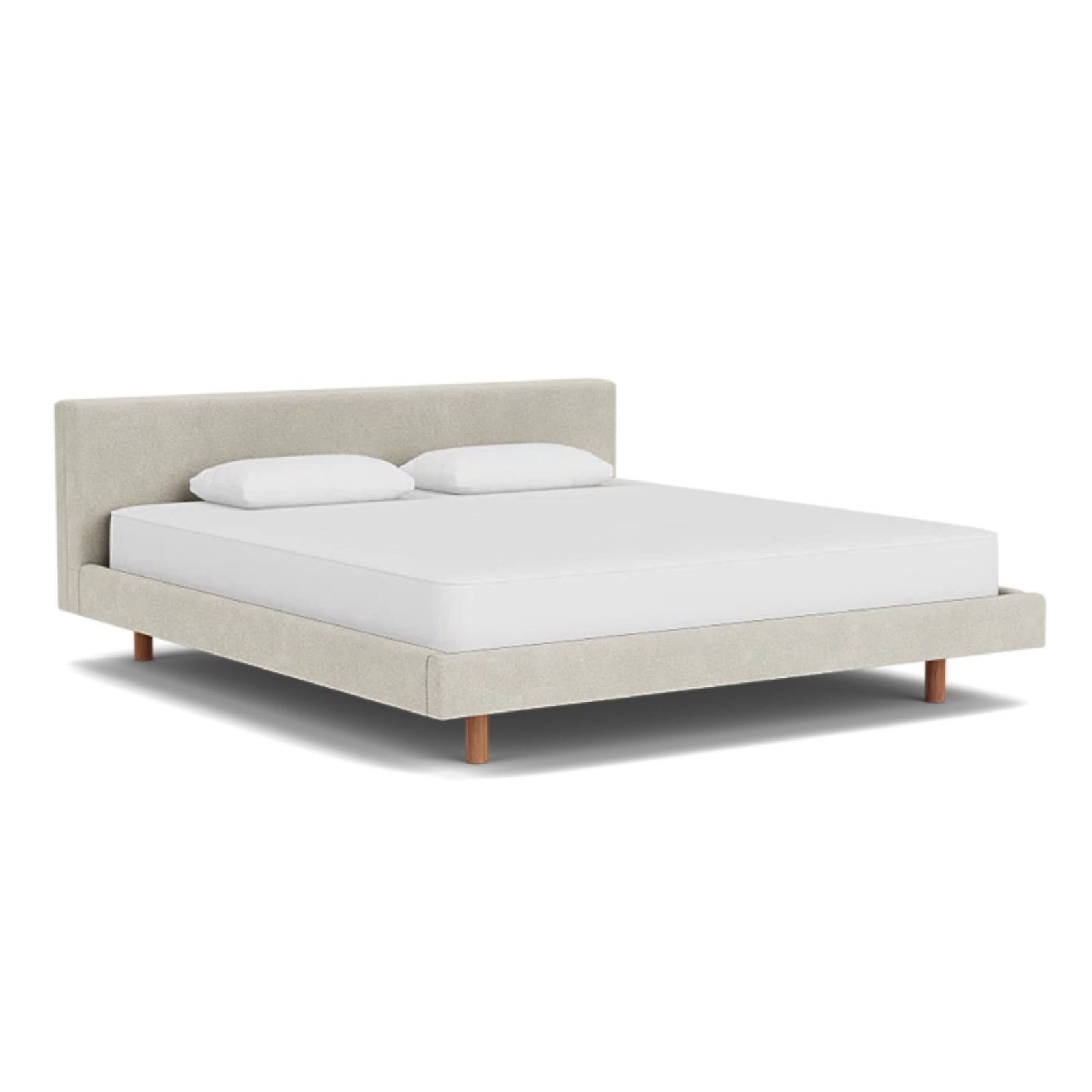 EQ3 Custom Fabric Bento King Bed - Walnut Leg 1 - d - FURNITURE - Custom Beds EQ3 Ava Cloud