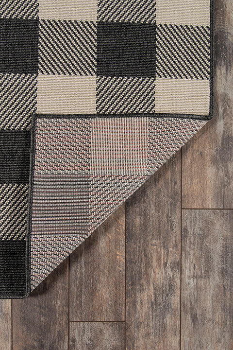 Braemar Plaid Charcoal Outdoor Rug 5-Rugs - indoor/outdoor Momeni