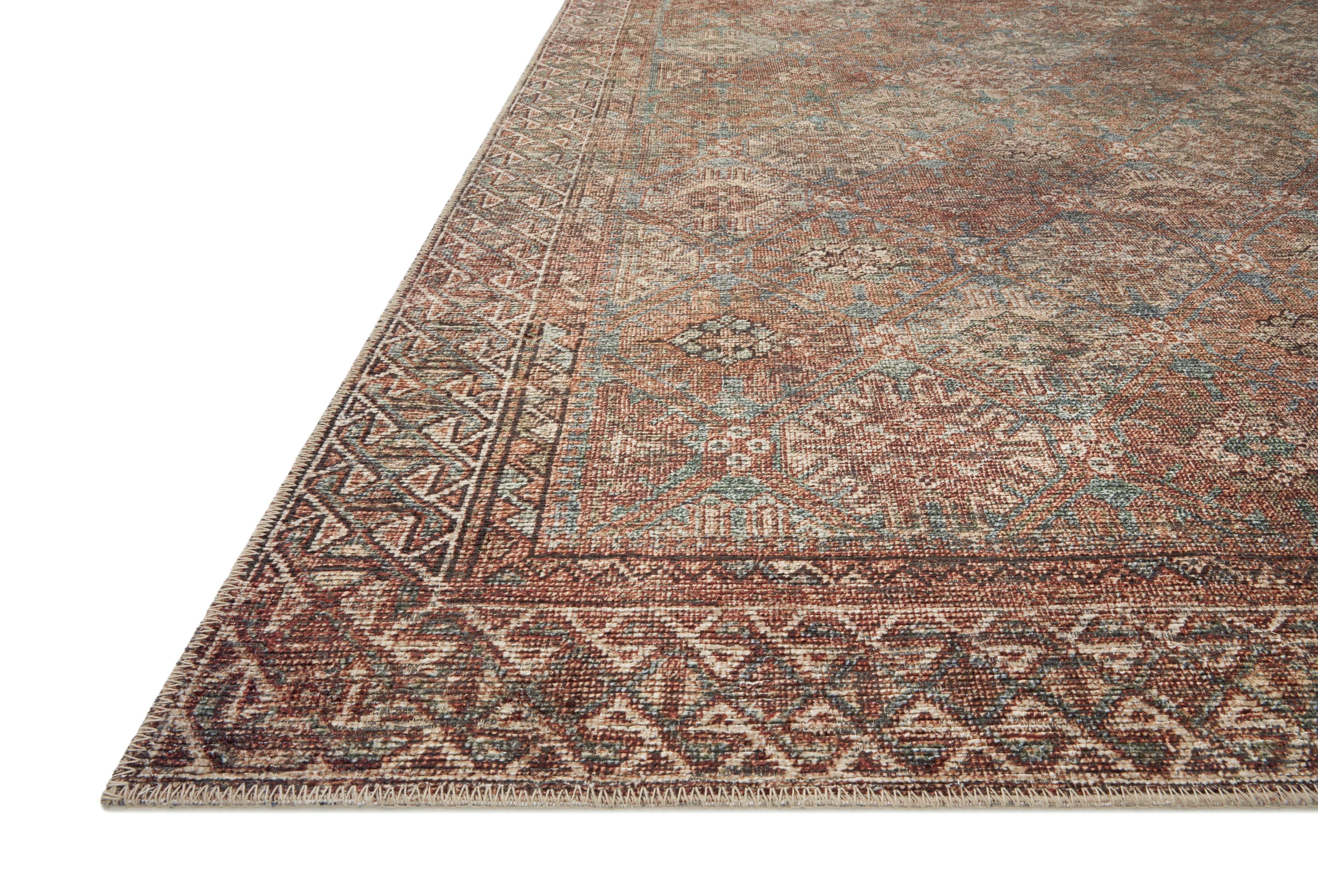 Amber Lewis x Loloi Billie Aqua / Rust Rug 0-patterned rugs Loloi