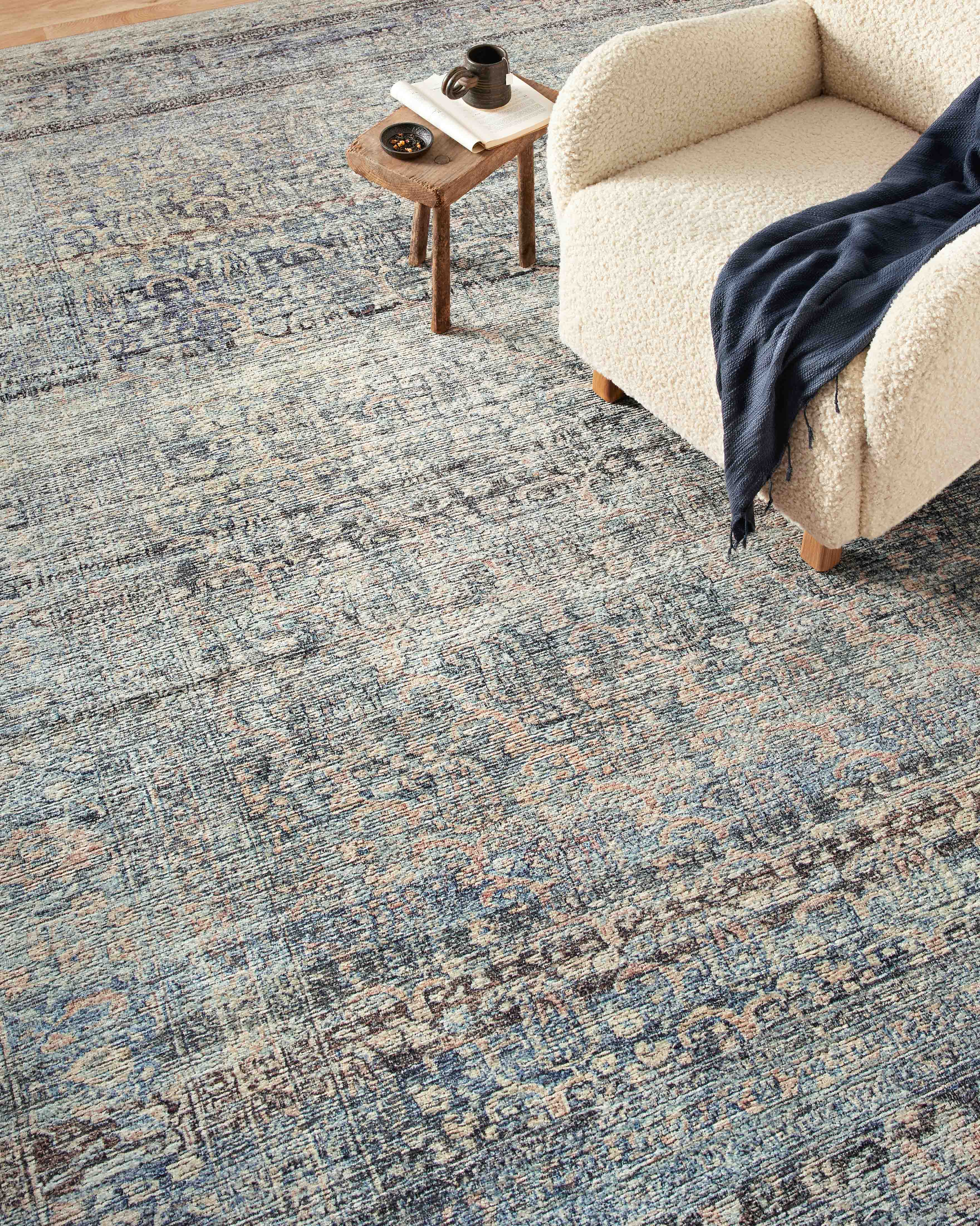 Amber Lewis x Loloi Billie Denim / Blush Rug 0-patterned rugs Loloi