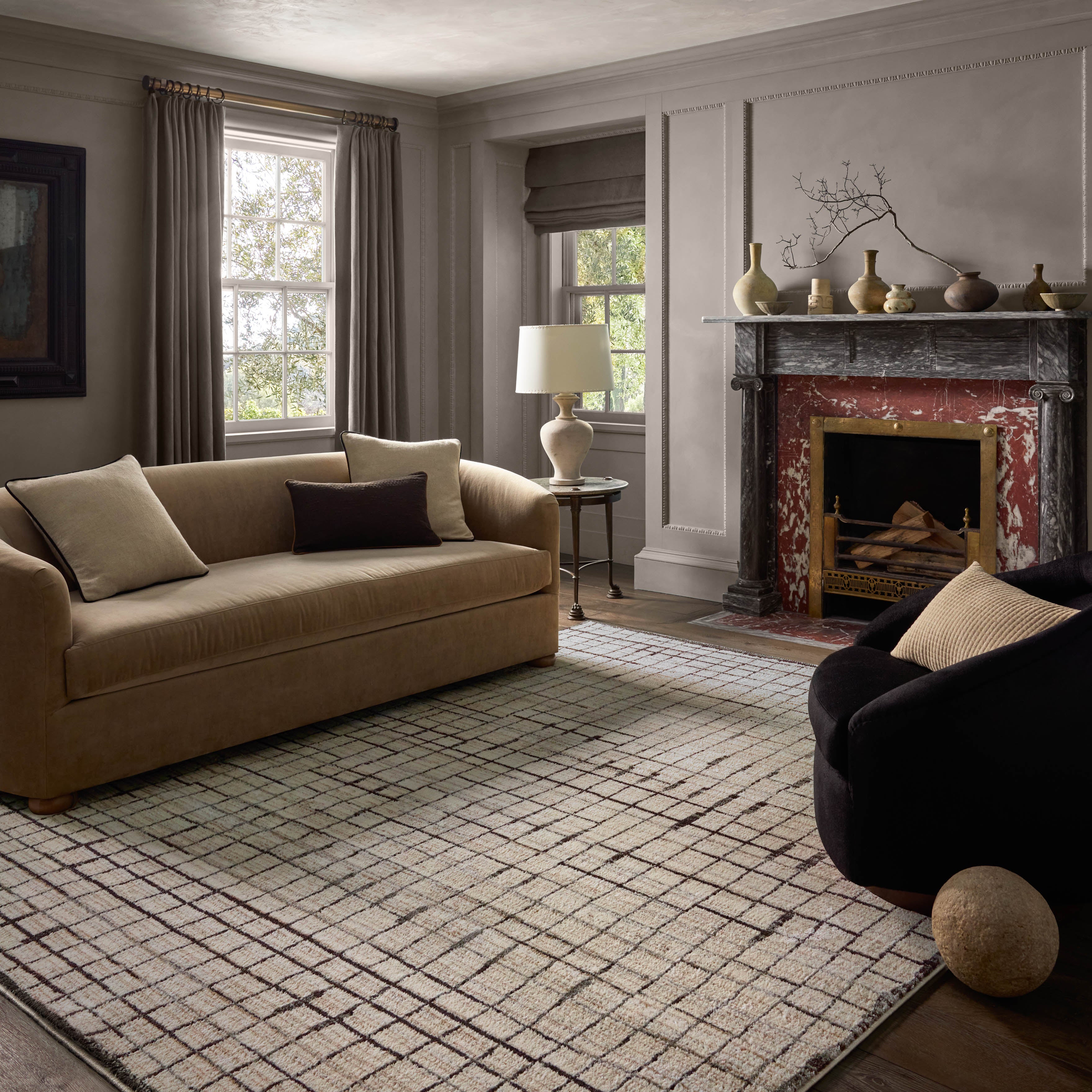 Jeremiah Brent x Loloi Bleecker Ivory / Charcoal Rug RUGS-geometric Loloi