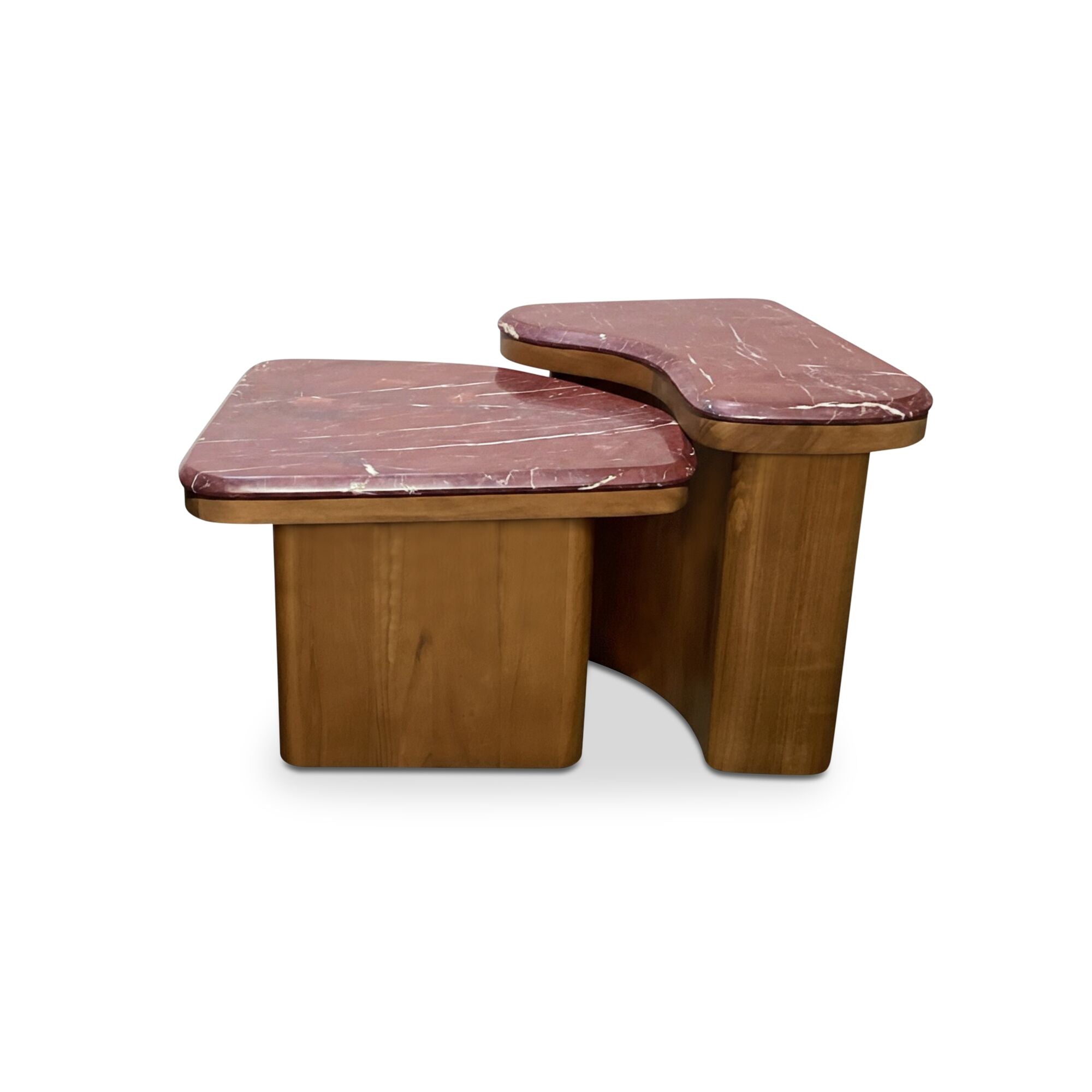 Abbi Nesting Coffee Table FURNITURE - coffee table Moe's Furniture Red Levante Marble
