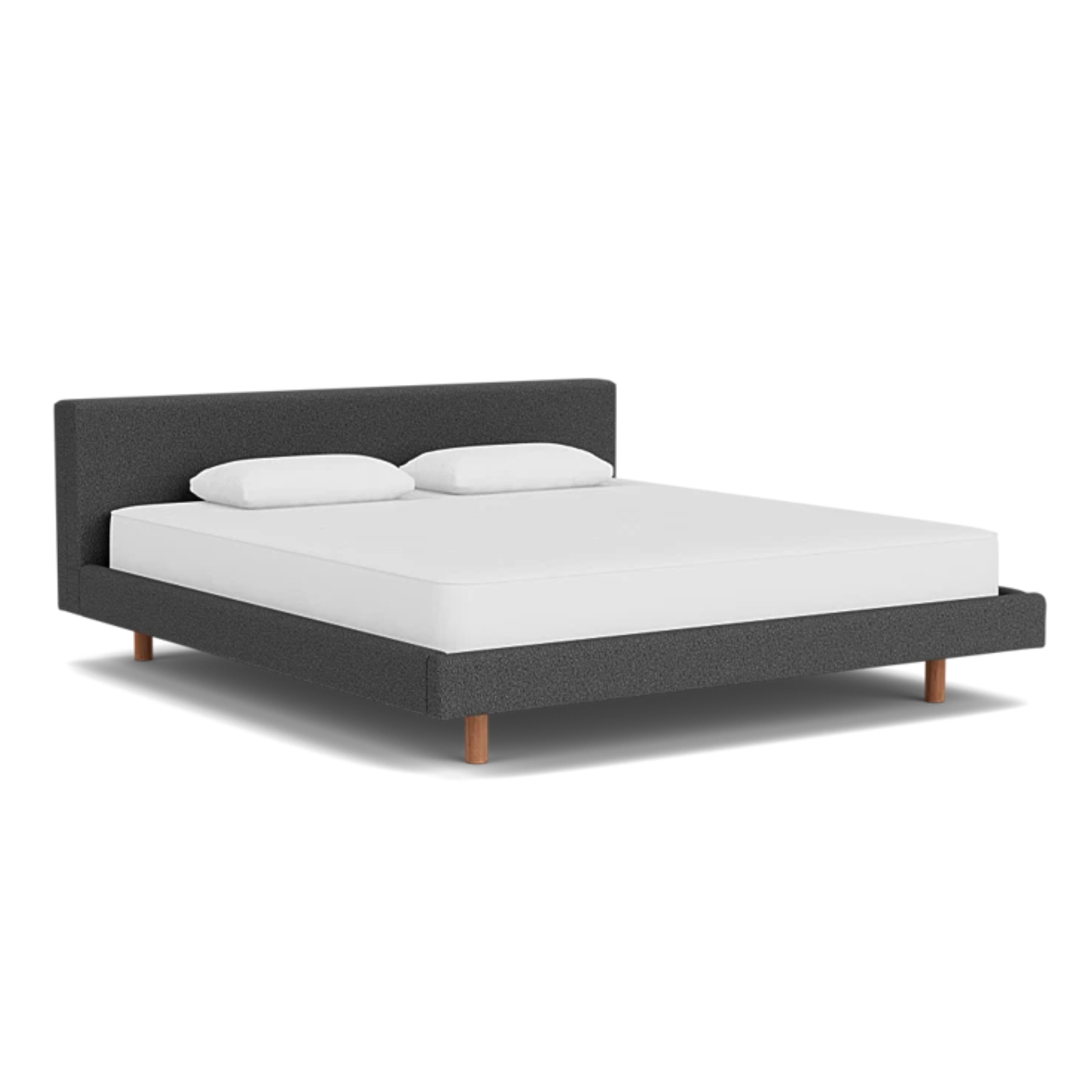 EQ3 Custom Fabric Bento King Bed - Walnut Leg 1 - d - FURNITURE - Custom Beds EQ3 Boucle Brown