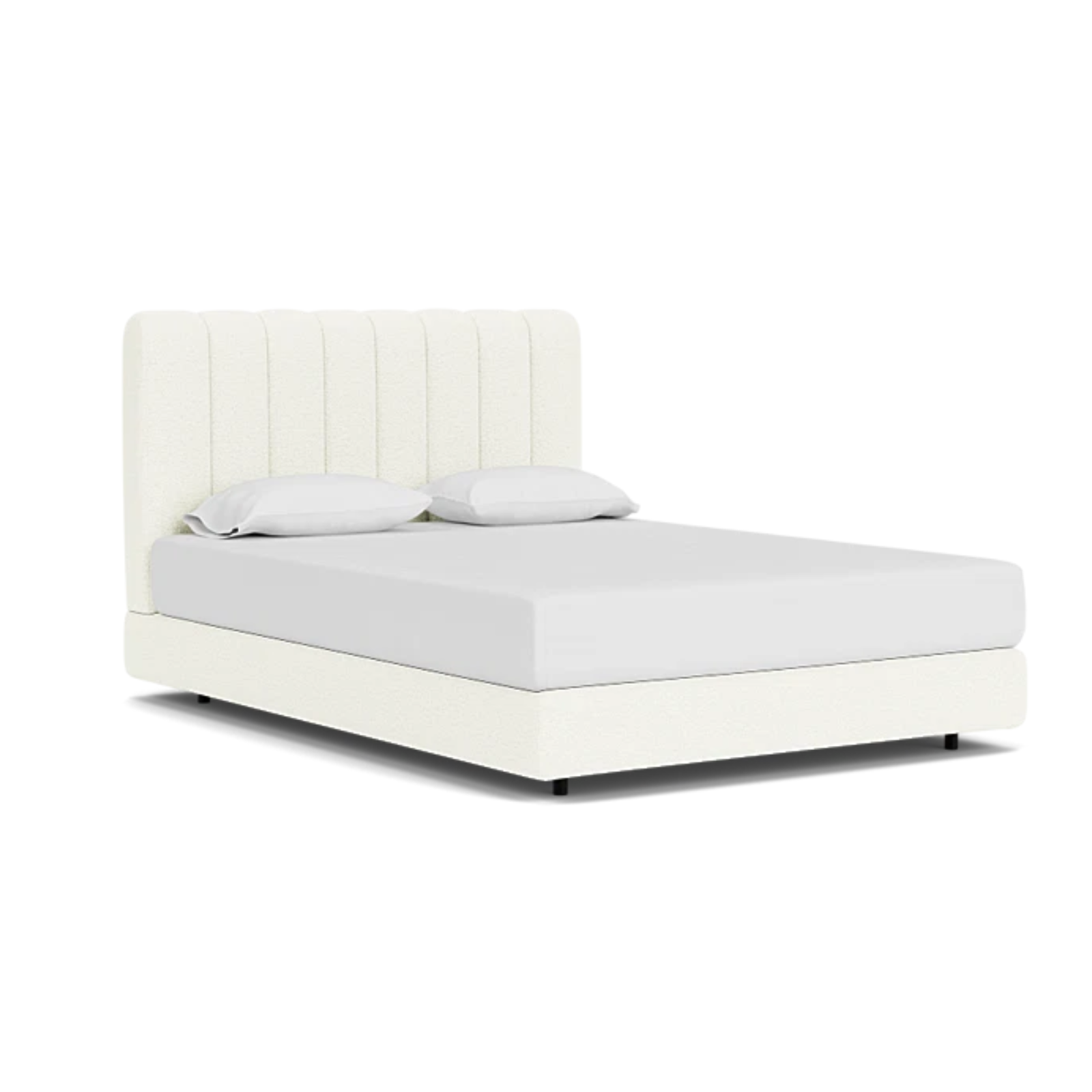 Custom Fabric Stage Queen Bed 13 - FURNITURE - bed EQ3 Boucle Cream
