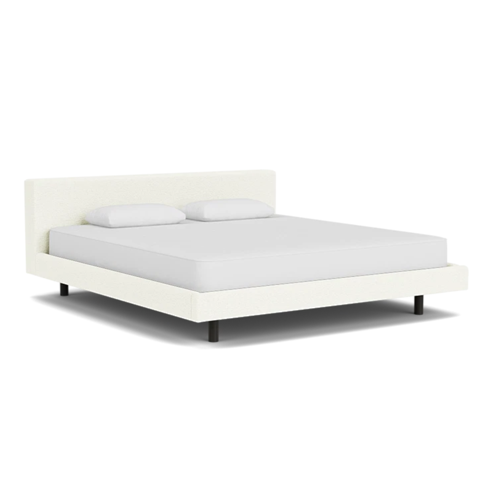 Custom Fabric Bento King Bed - Black Ash Leg 1 - d - FURNITURE - Custom Beds EQ3 Boucle Cream