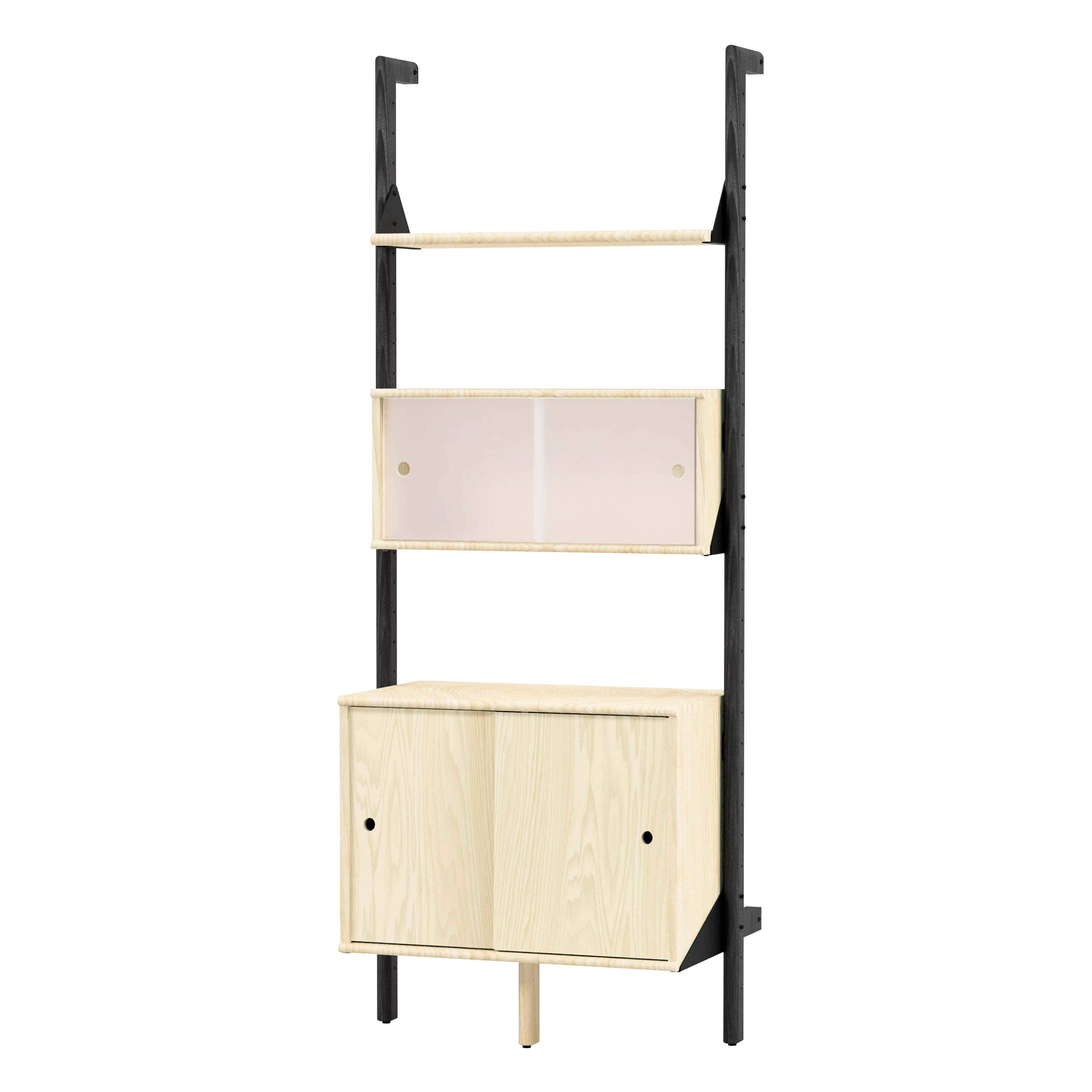Gus* Branch-1 Multi Storage Unit FURNITURE - cabinets Gus Black Upright/Black Bracket/Blonde Wood