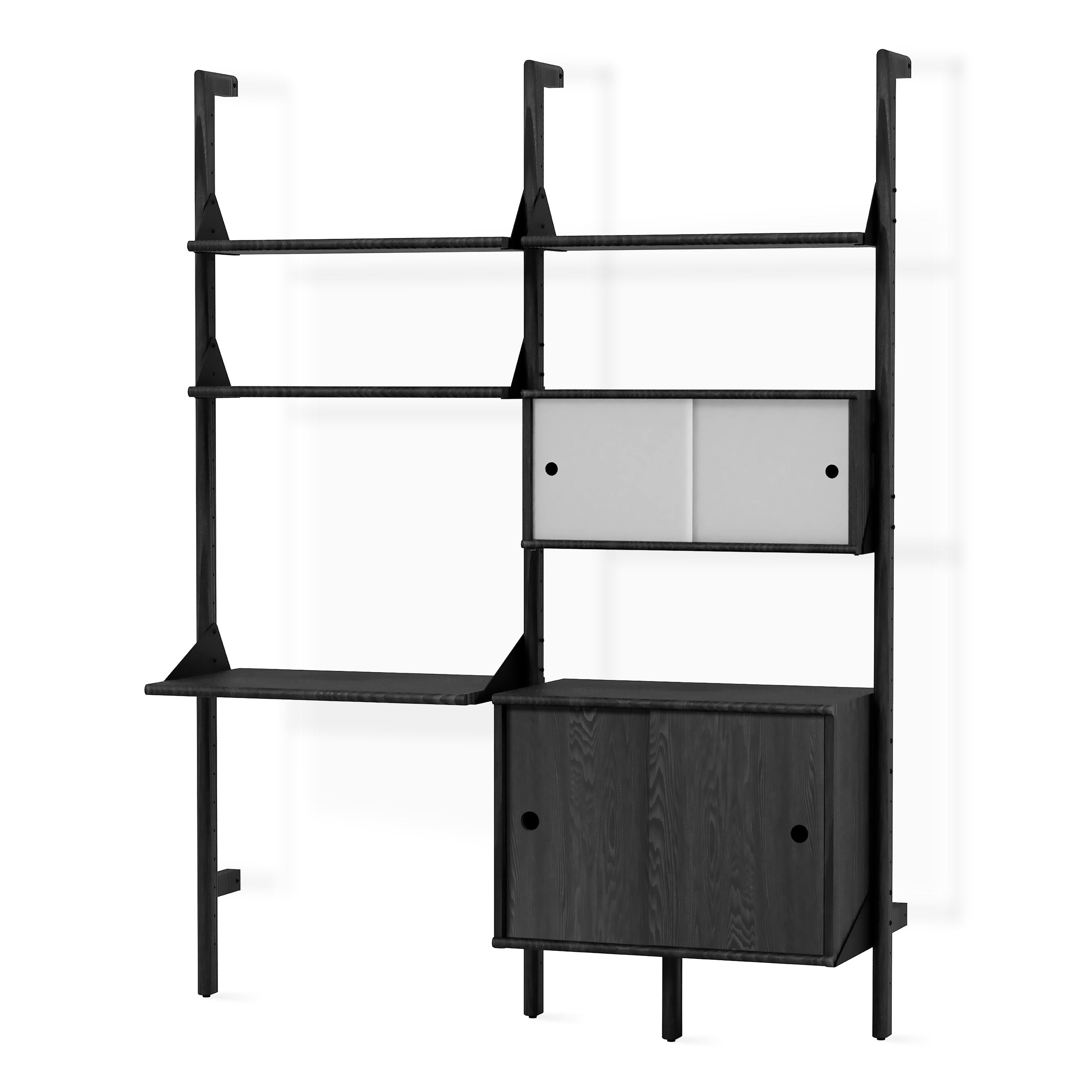 Gus* Branch-2 Multi Storage Unit with Desk FURNITURE - cabinets Gus Black Upright/Black Bracket/Black Wood