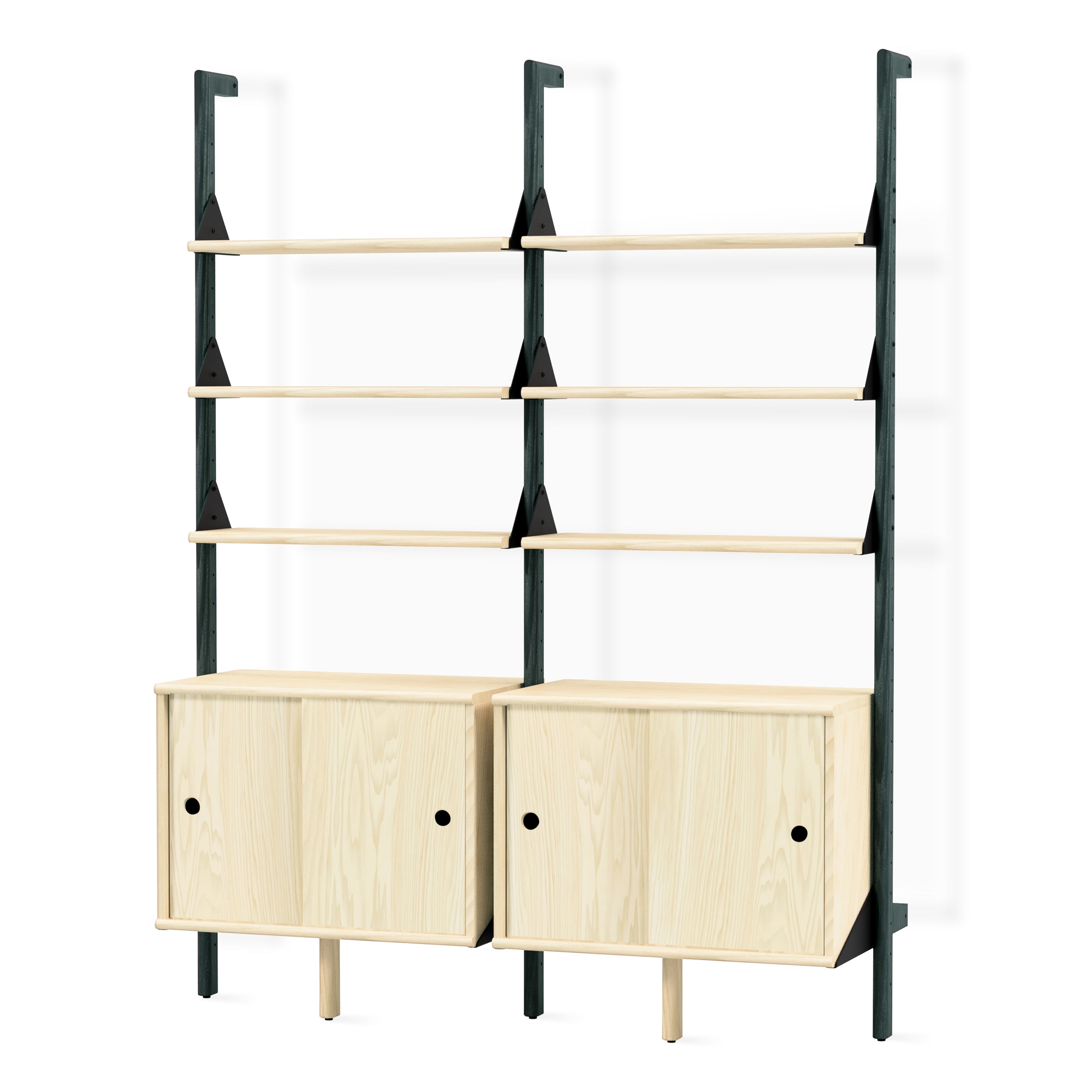 Gus* Branch-2 Storage Unit FURNITURE - cabinets Gus Black Upright/Black Bracket/Blonde Wood