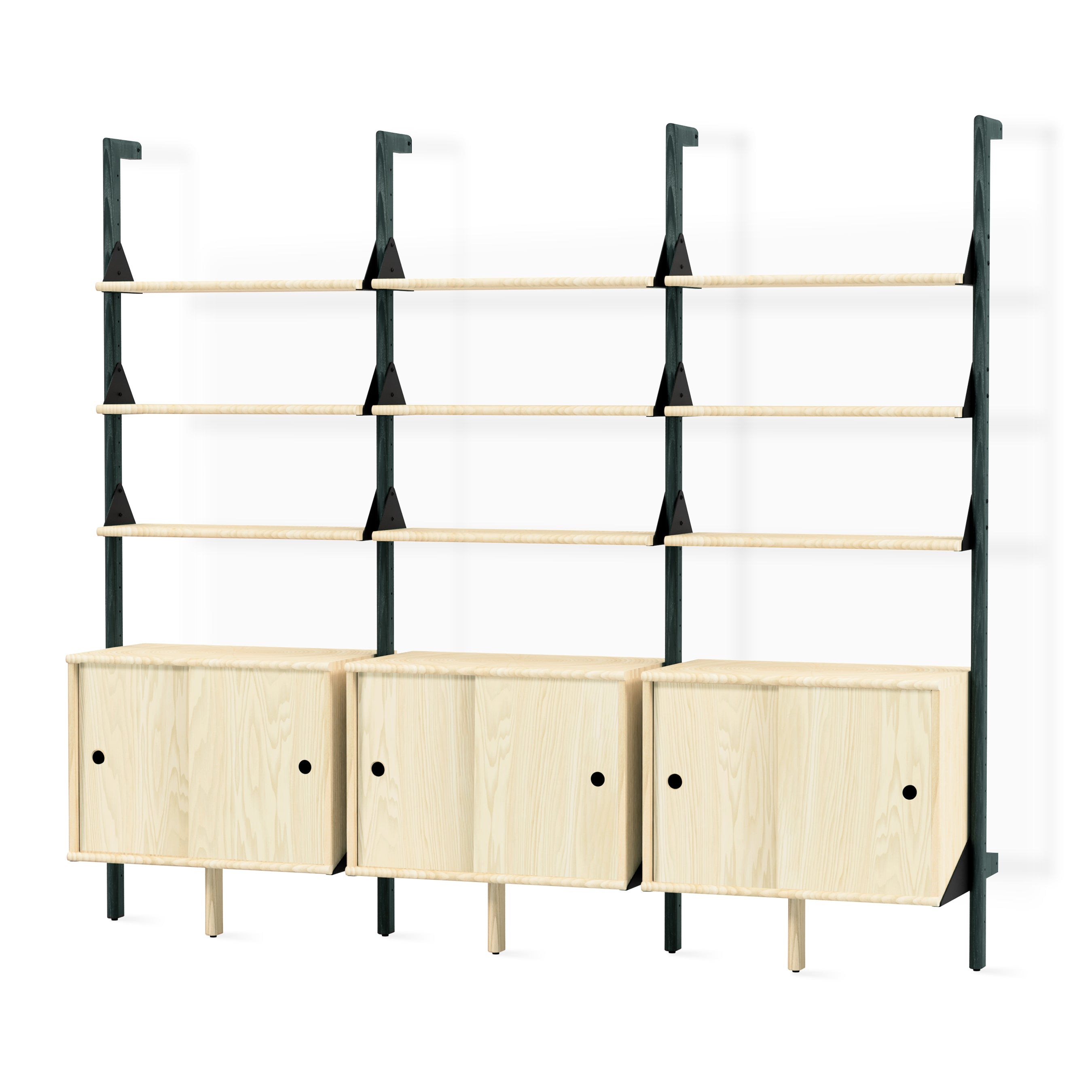 Gus* Branch-3 Storage Unit FURNITURE - cabinets Gus Black Upright/Black Bracket/Blonde Wood