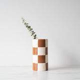 Brown Check Terracotta Vase