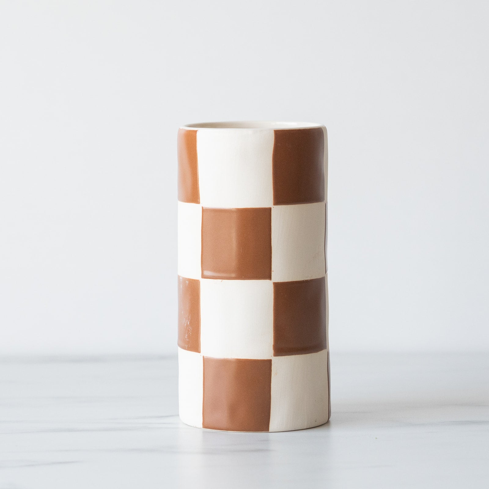 Brown Check Terracotta Vase