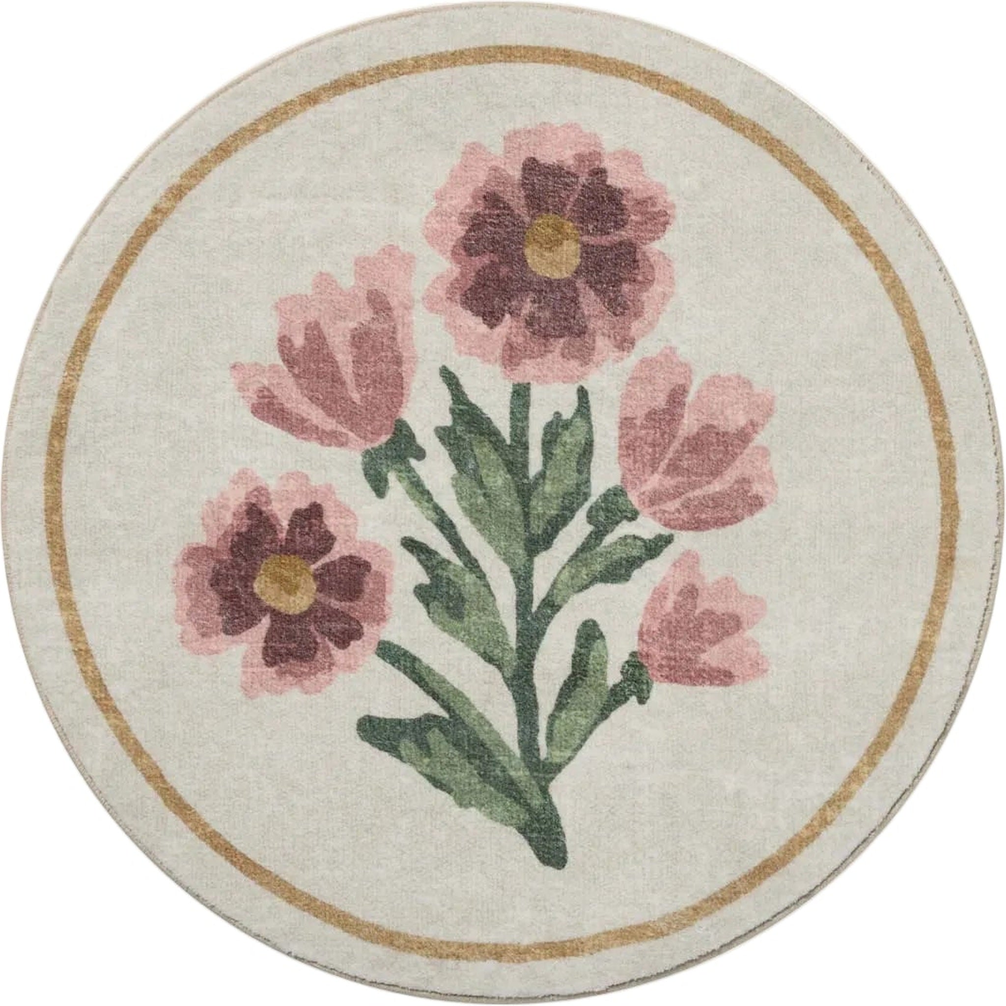 Chris Loves Julia x Loloi Clove Ivory / Pink Bath Mat