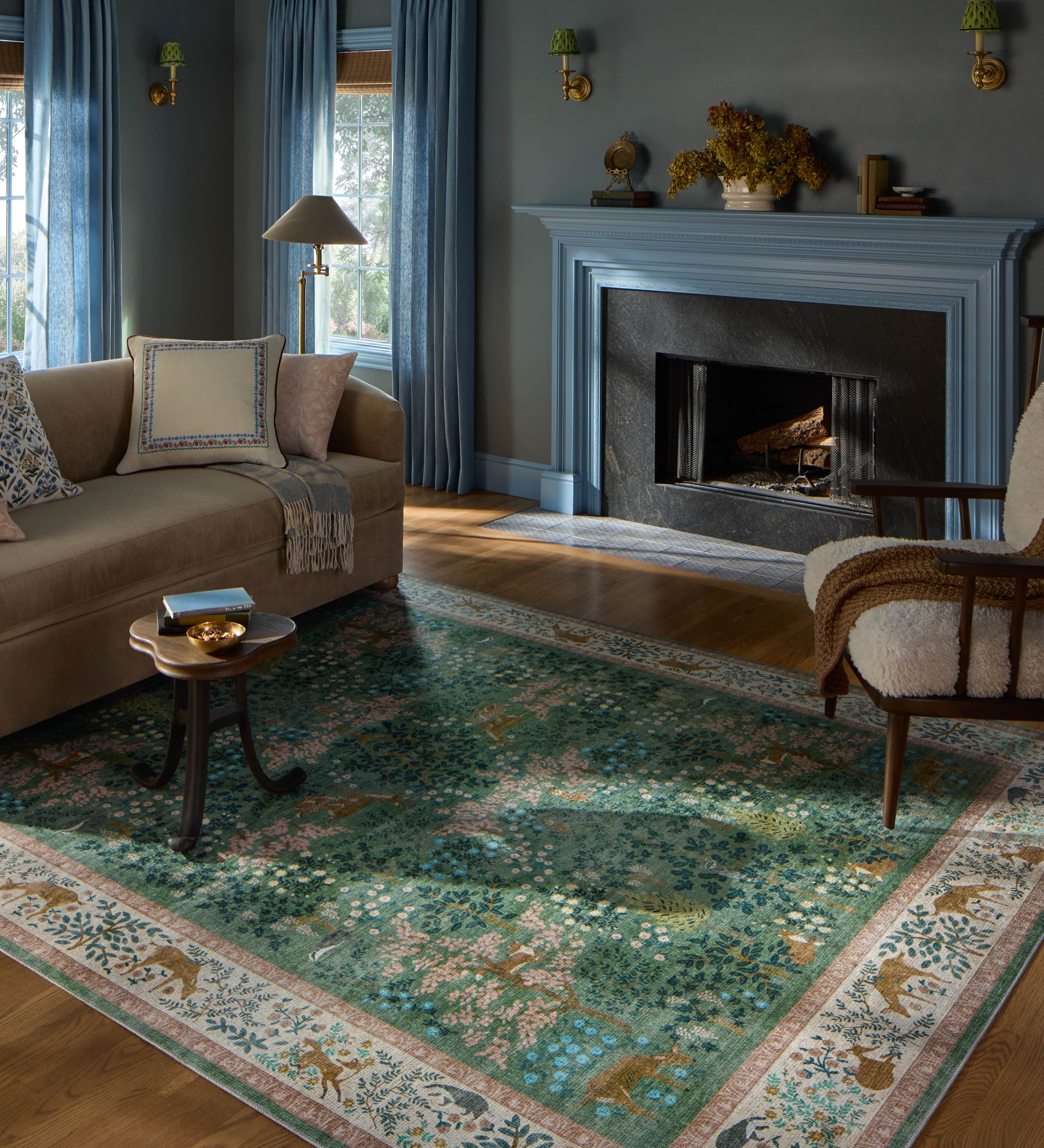 Rifle Paper Co. x Loloi Canopy Sage / Blush Rug RUGS-patterned Loloi