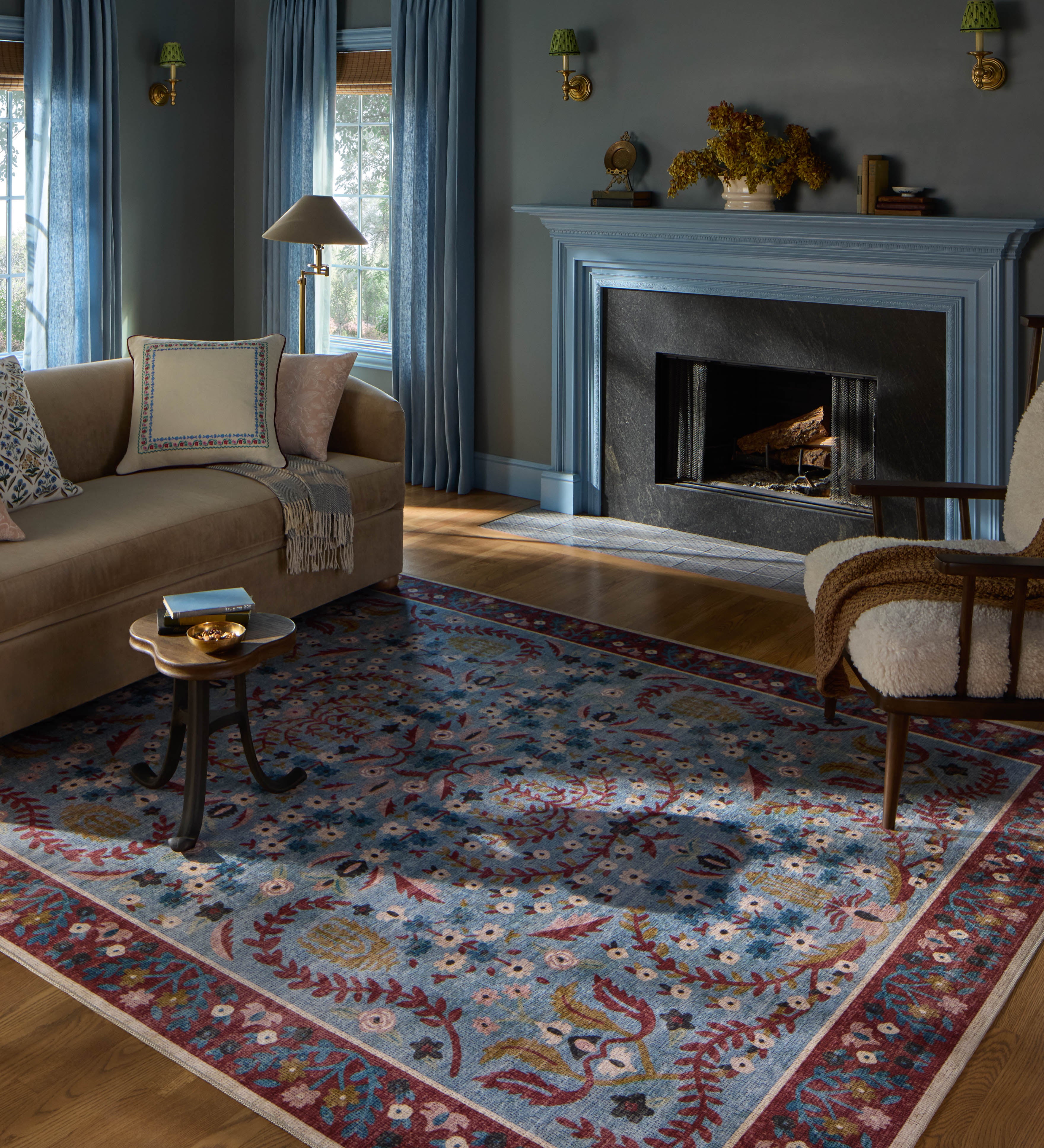Rifle Paper Co. x Loloi Canopy Red / Blue Rug RUGS-patterned Loloi