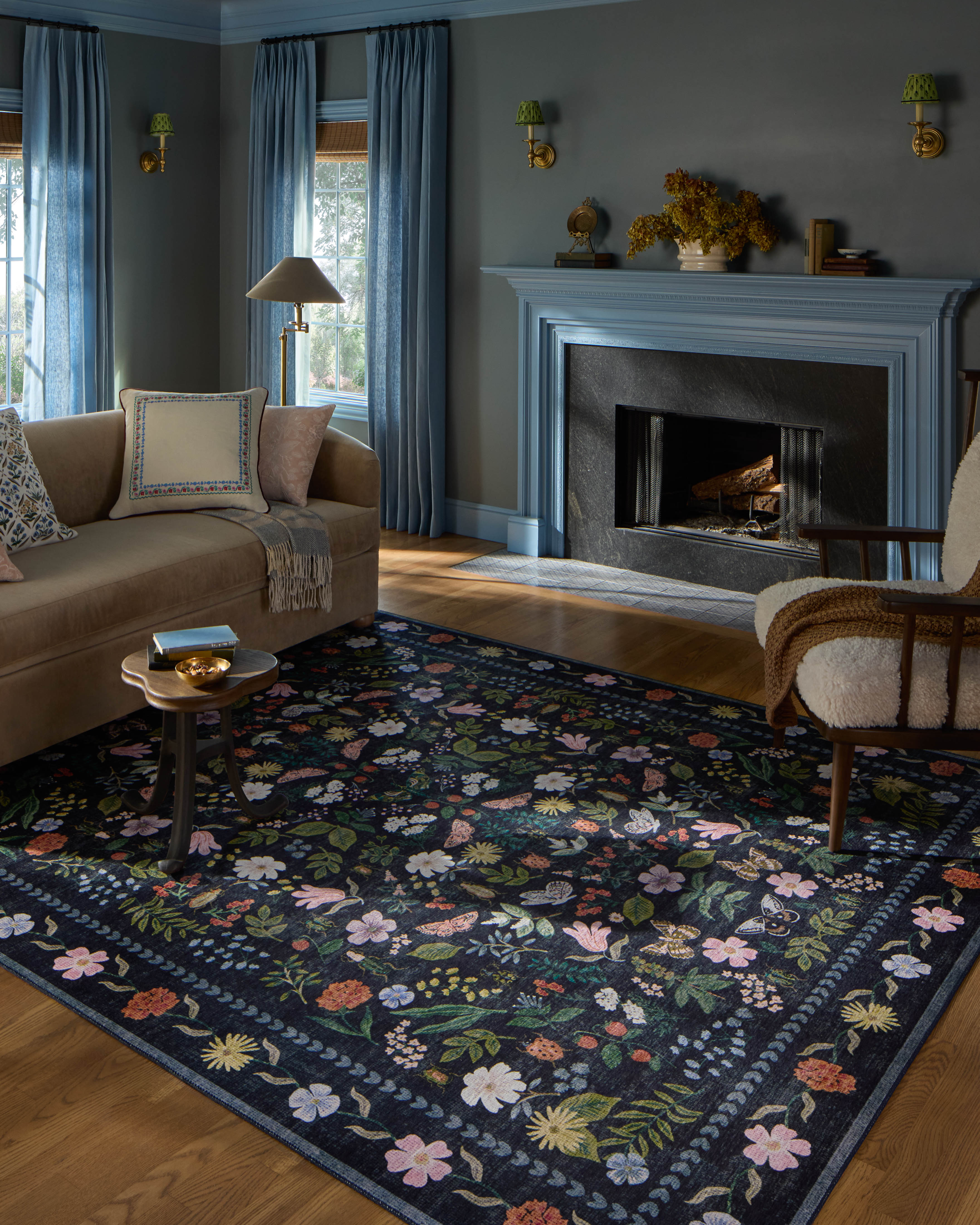 Rifle Paper Co. x Loloi Canopy Black / Multi Rug RUGS-patterned Loloi