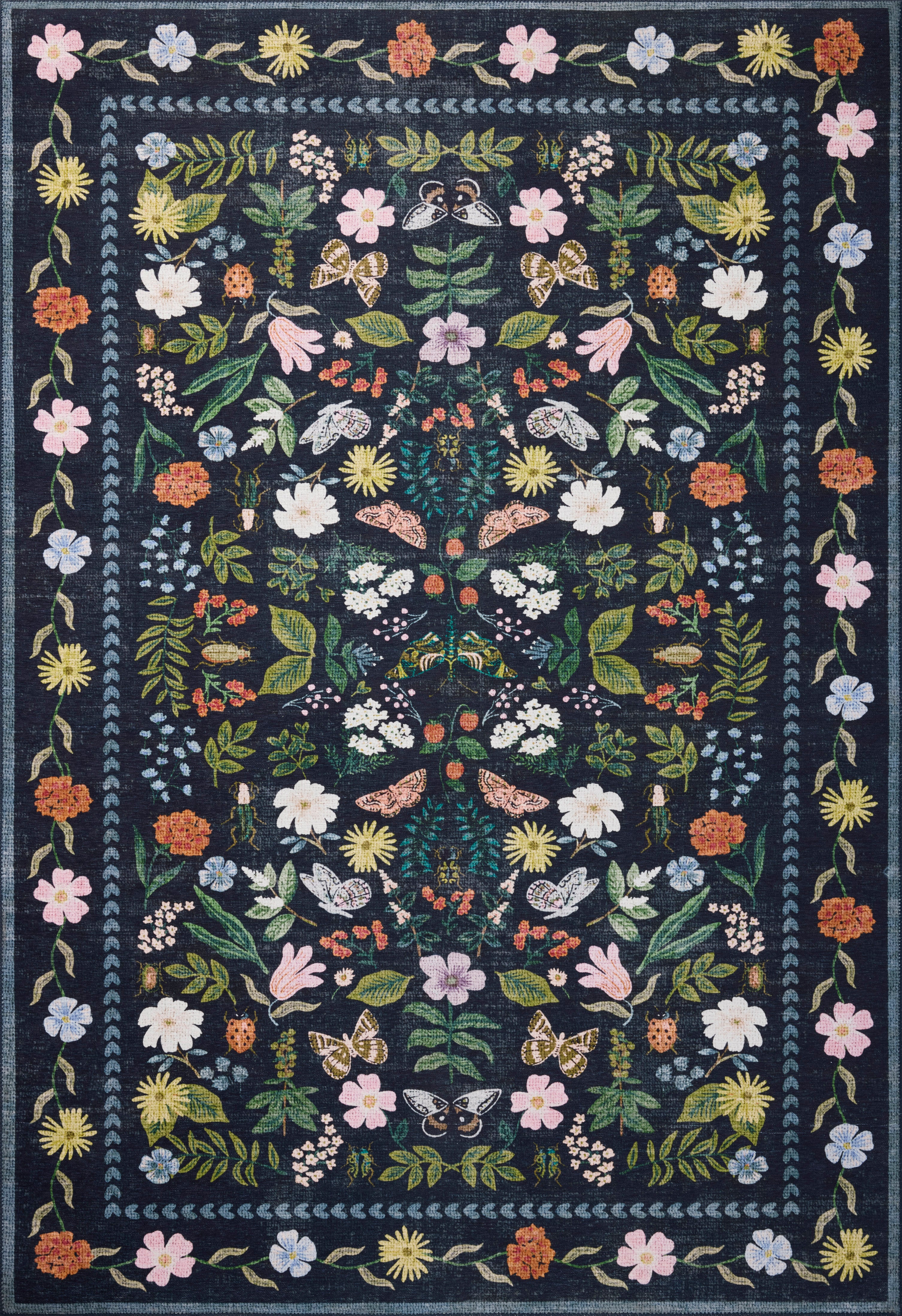 Rifle Paper Co. x Loloi Canopy Black / Multi Rug RUGS-patterned Loloi