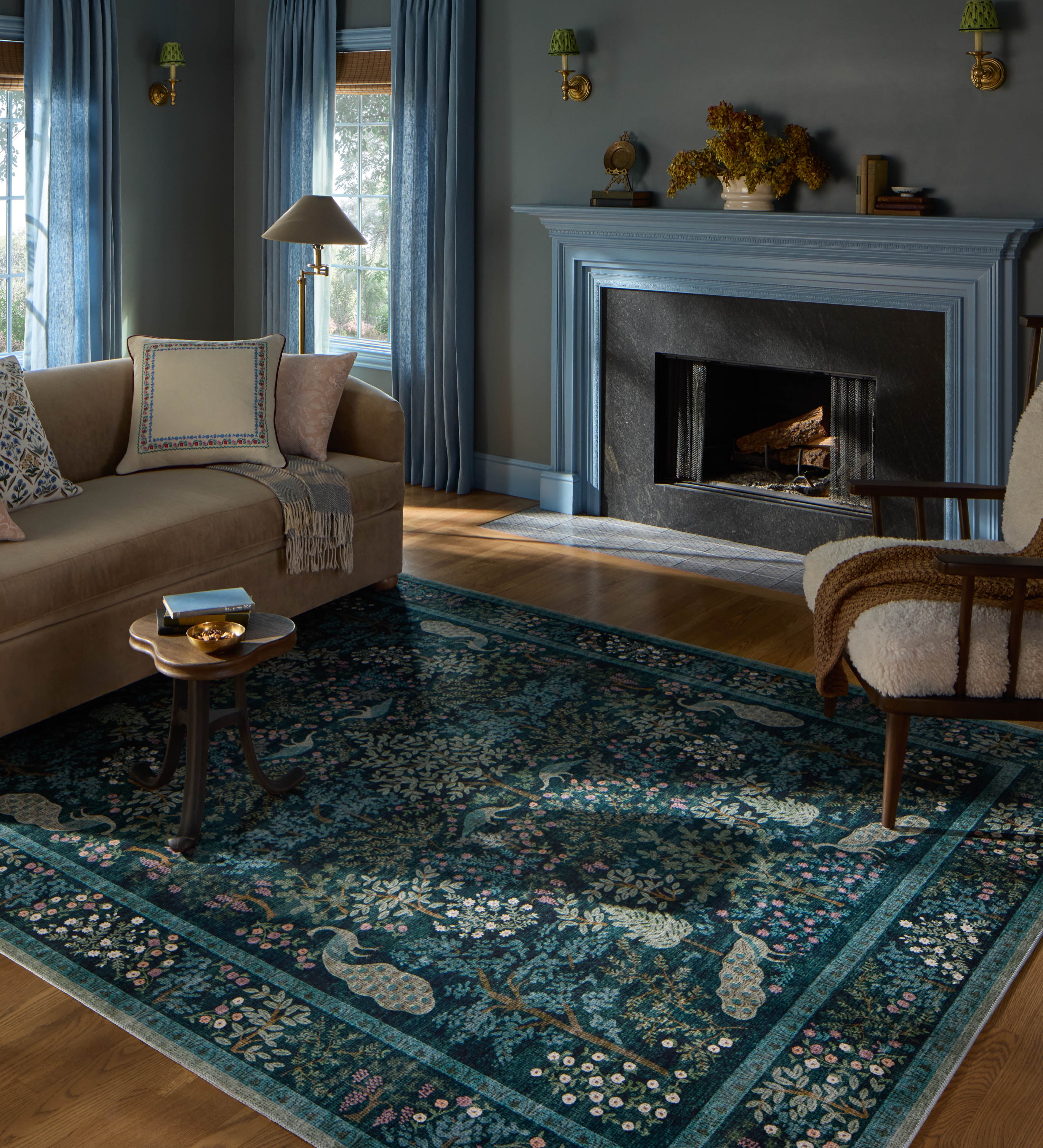 Rifle Paper Co. x Loloi Canopy Teal Rug RUGS-patterned Loloi