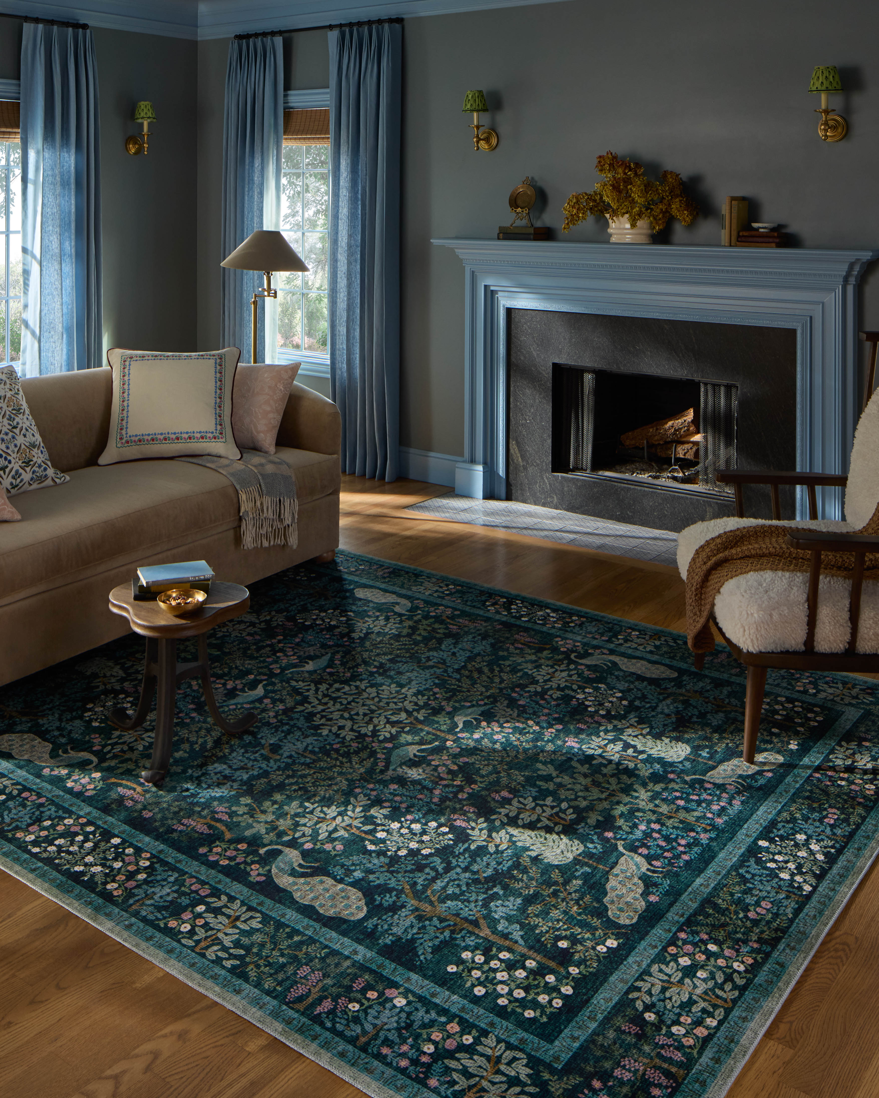 Rifle Paper Co. x Loloi Canopy Teal Rug RUGS-patterned Loloi