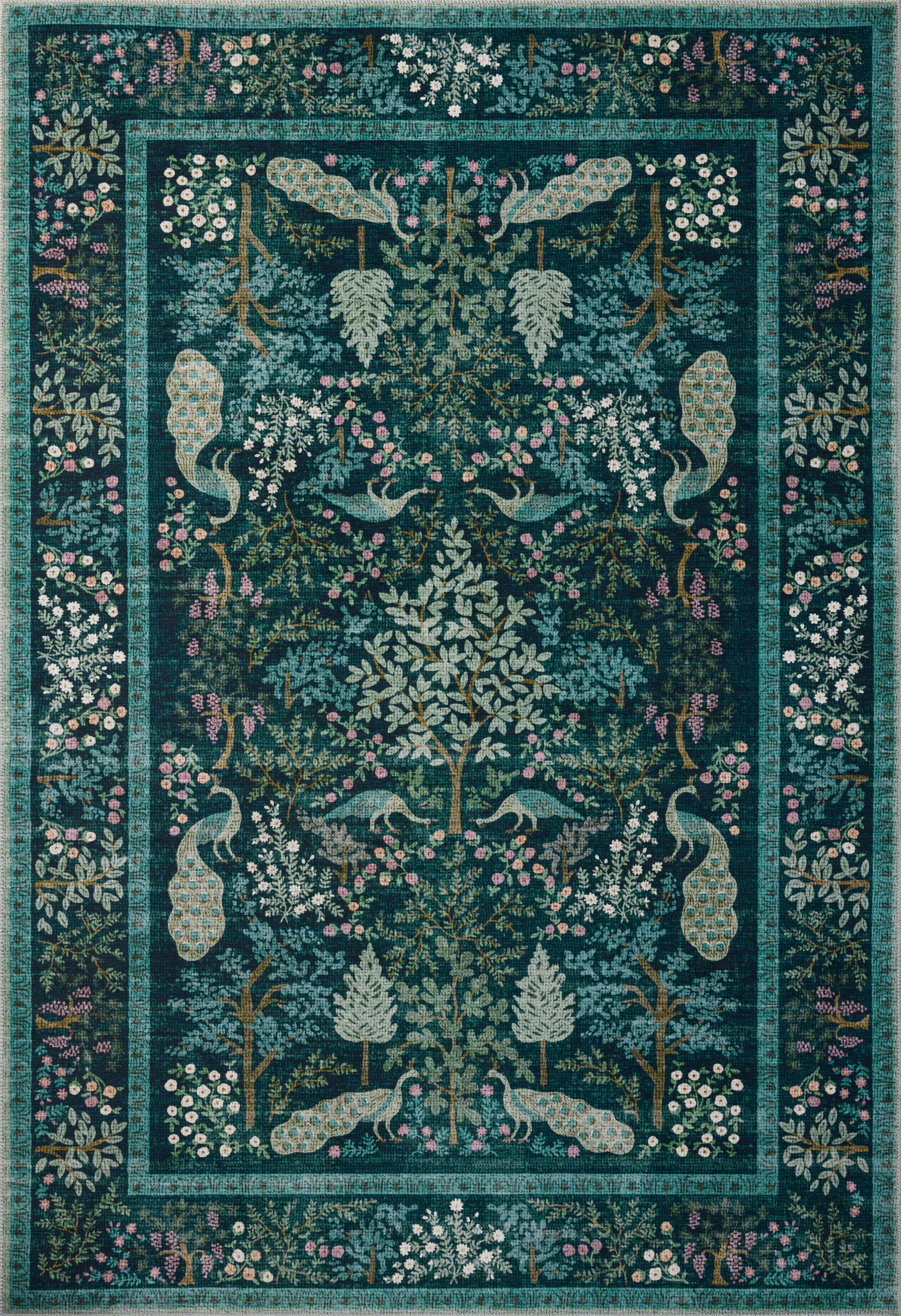 Rifle Paper Co. x Loloi Canopy Teal Rug RUGS-patterned Loloi