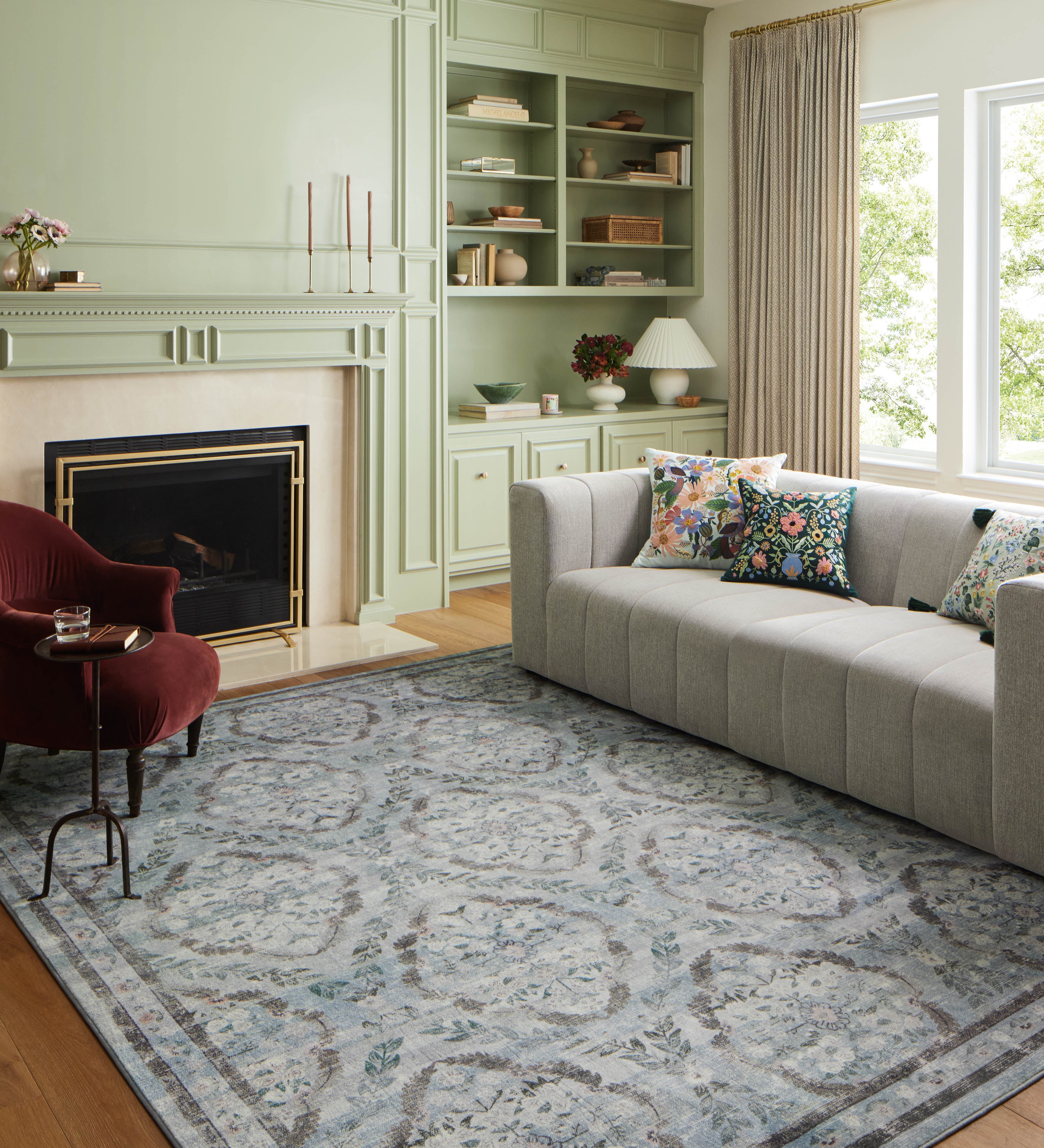Rifle Paper Co. x Loloi Courtyard Chateau Blue Rug 3-patterned rugs Loloi