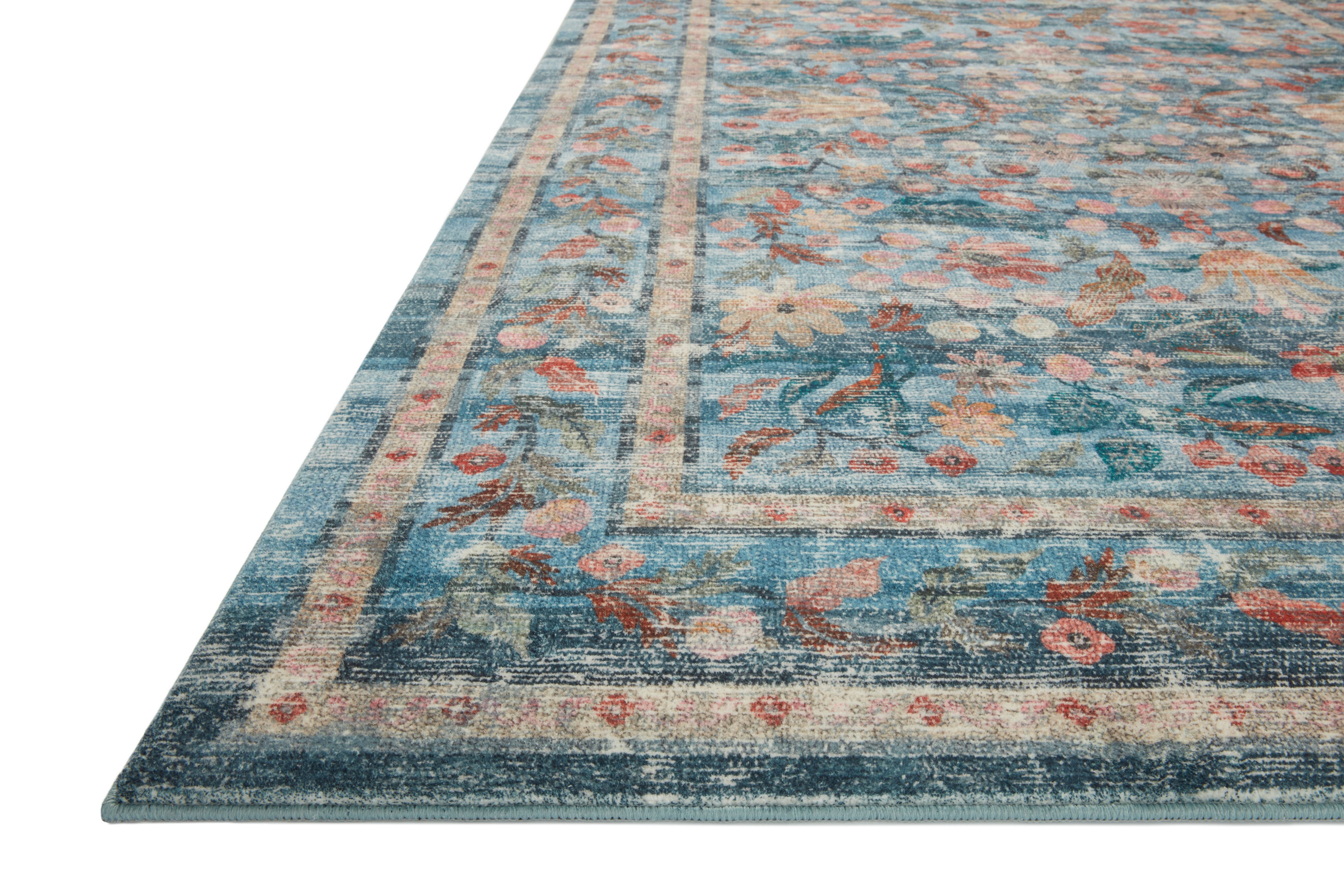 Rifle Paper Co. x Loloi Courtyard Eve Blue Rug 3-patterned rugs Loloi