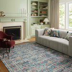 Rifle Paper Co. x Loloi Courtyard Eve Blue Rug 3-patterned rugs Loloi