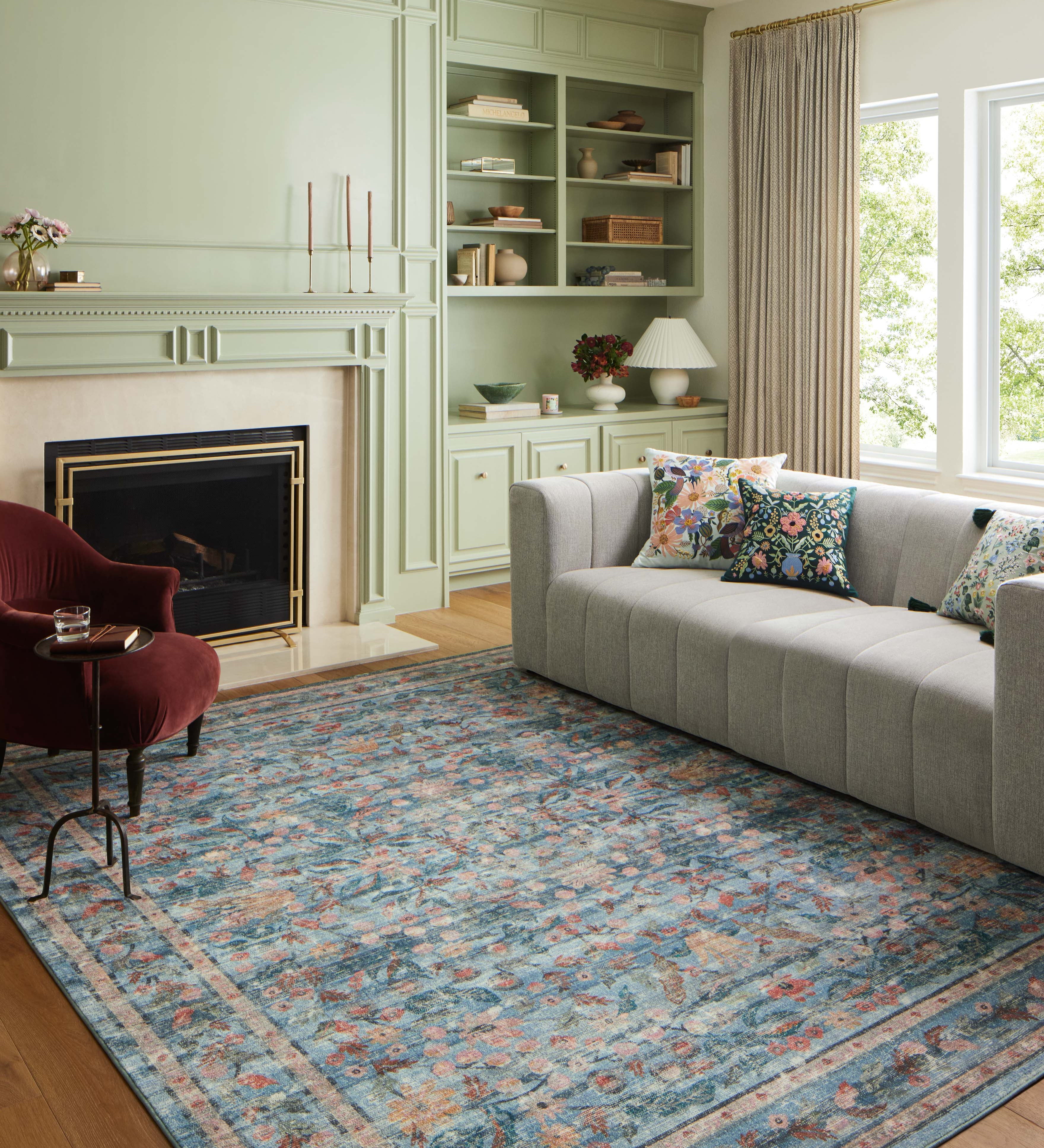 Rifle Paper Co. x Loloi Courtyard Eve Blue Rug 3-patterned rugs Loloi