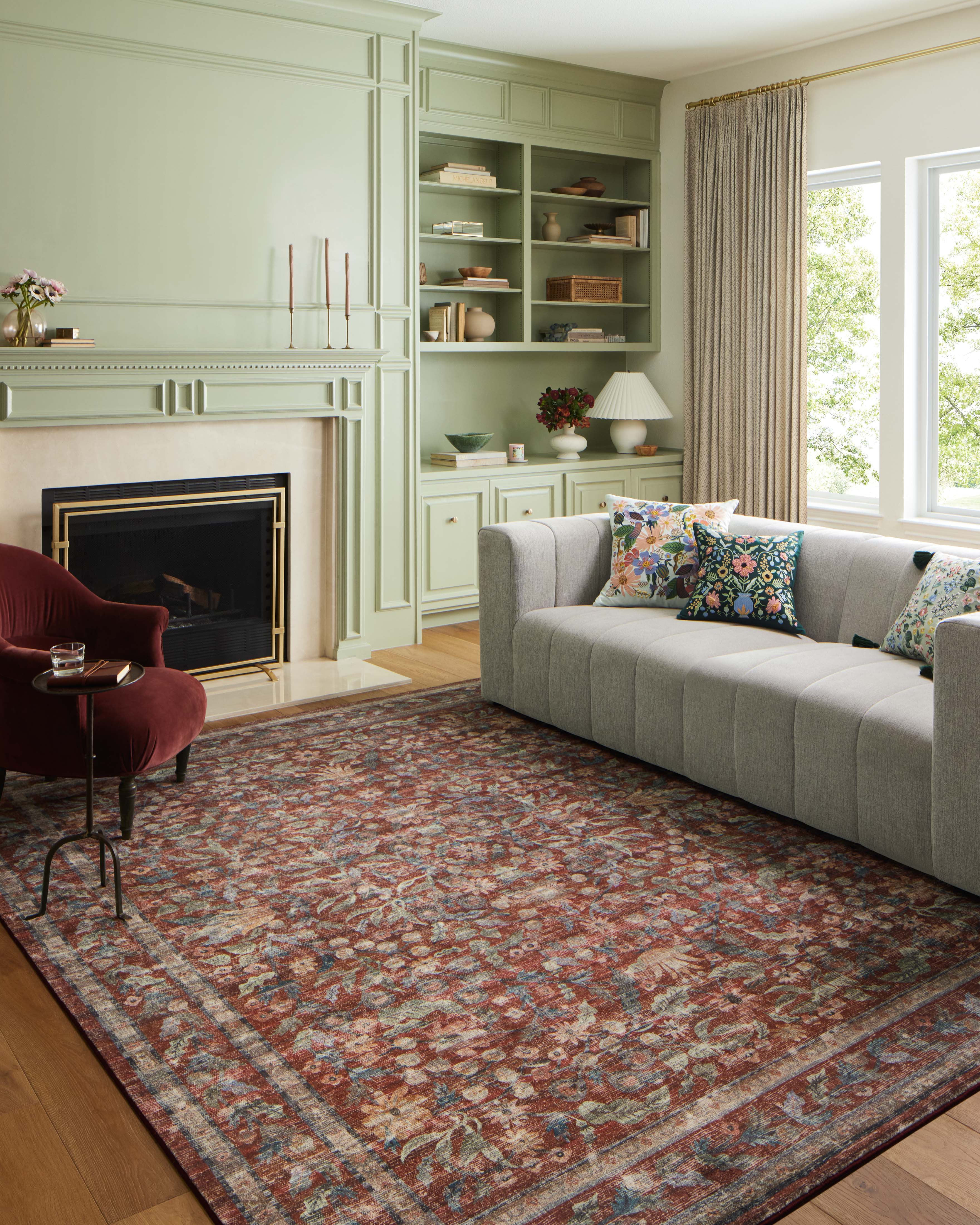Rifle Paper Co. x Loloi Courtyard Eve Crimson Rug 3-patterned rugs Loloi
