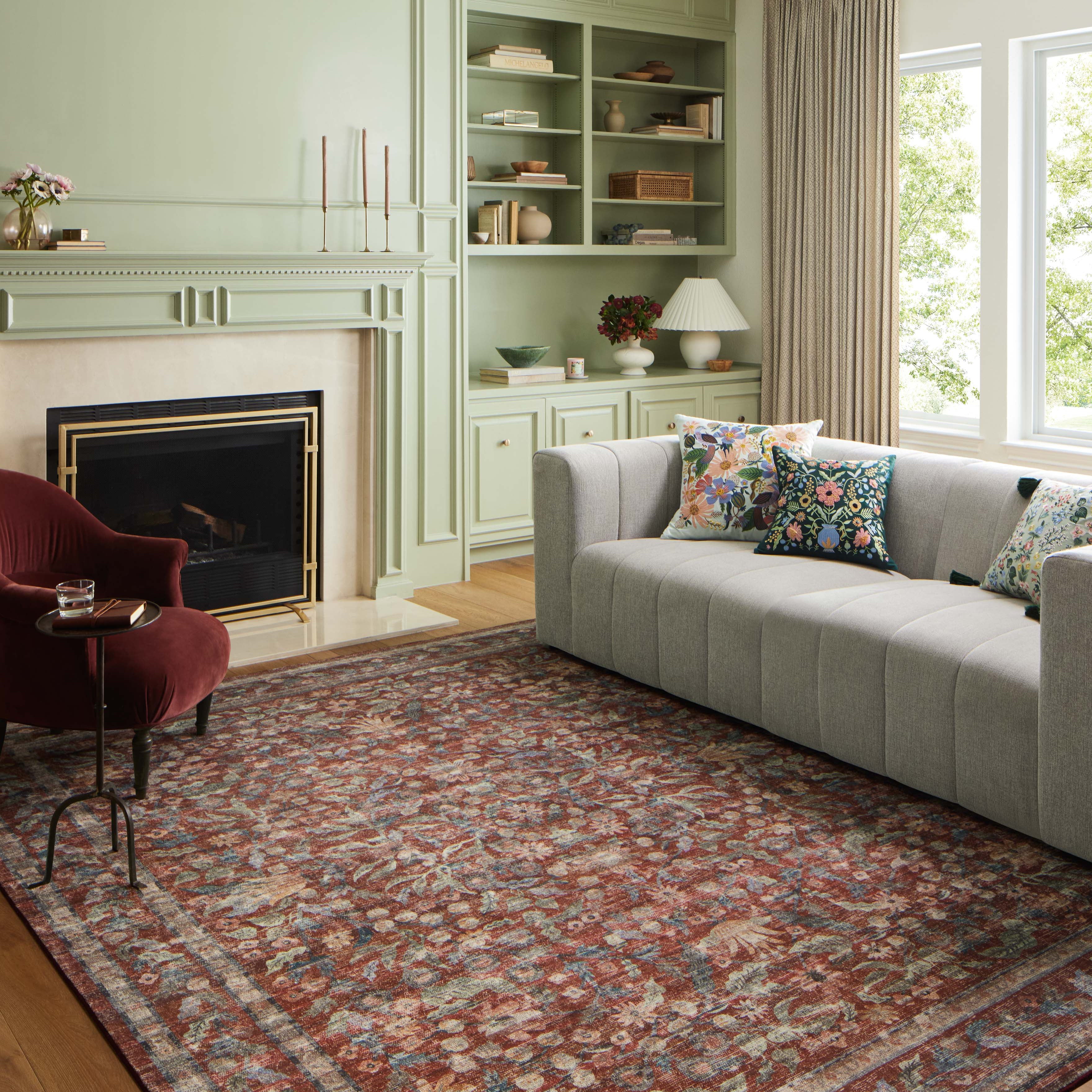 Rifle Paper Co. x Loloi Courtyard Crimson Rug RUGS - synthetic Loloi