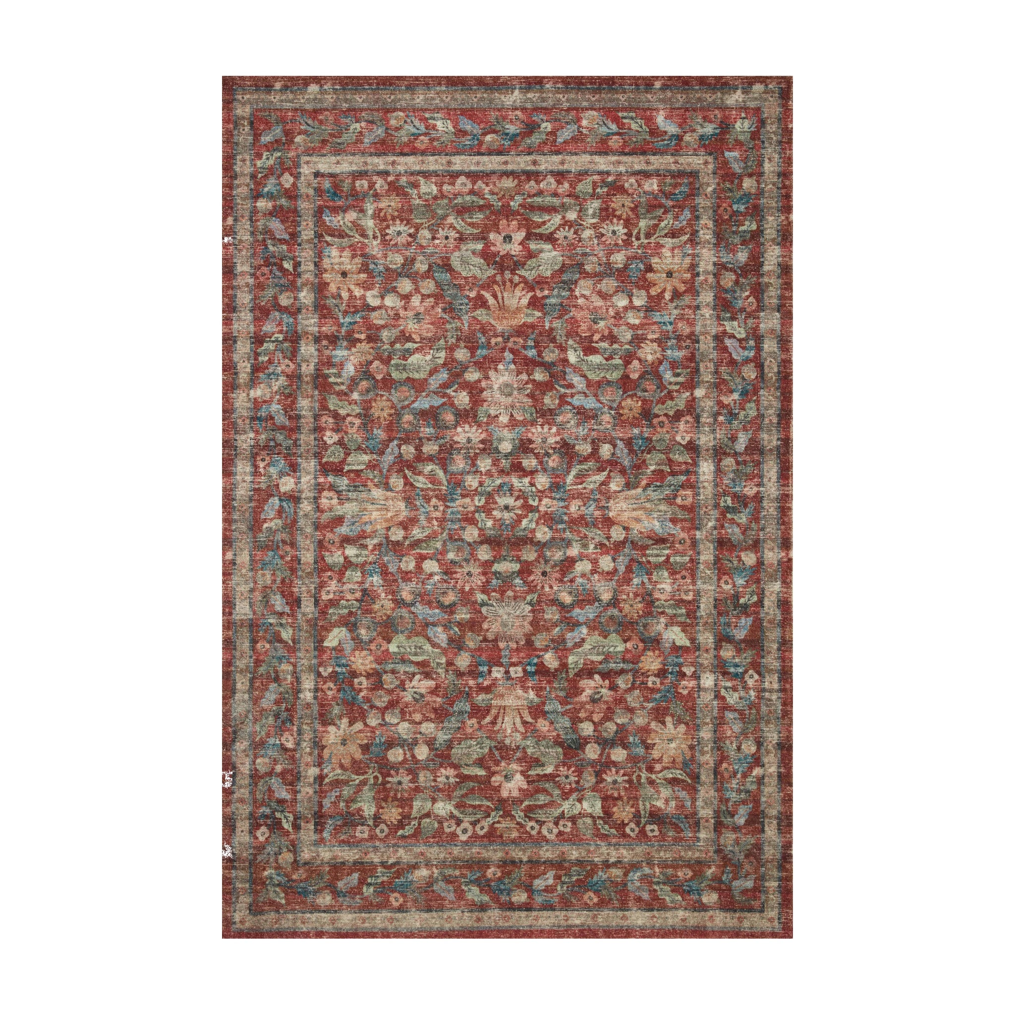 Rifle Paper Co. x Loloi Courtyard Crimson Rug RUGS - synthetic Loloi 18" x 18"