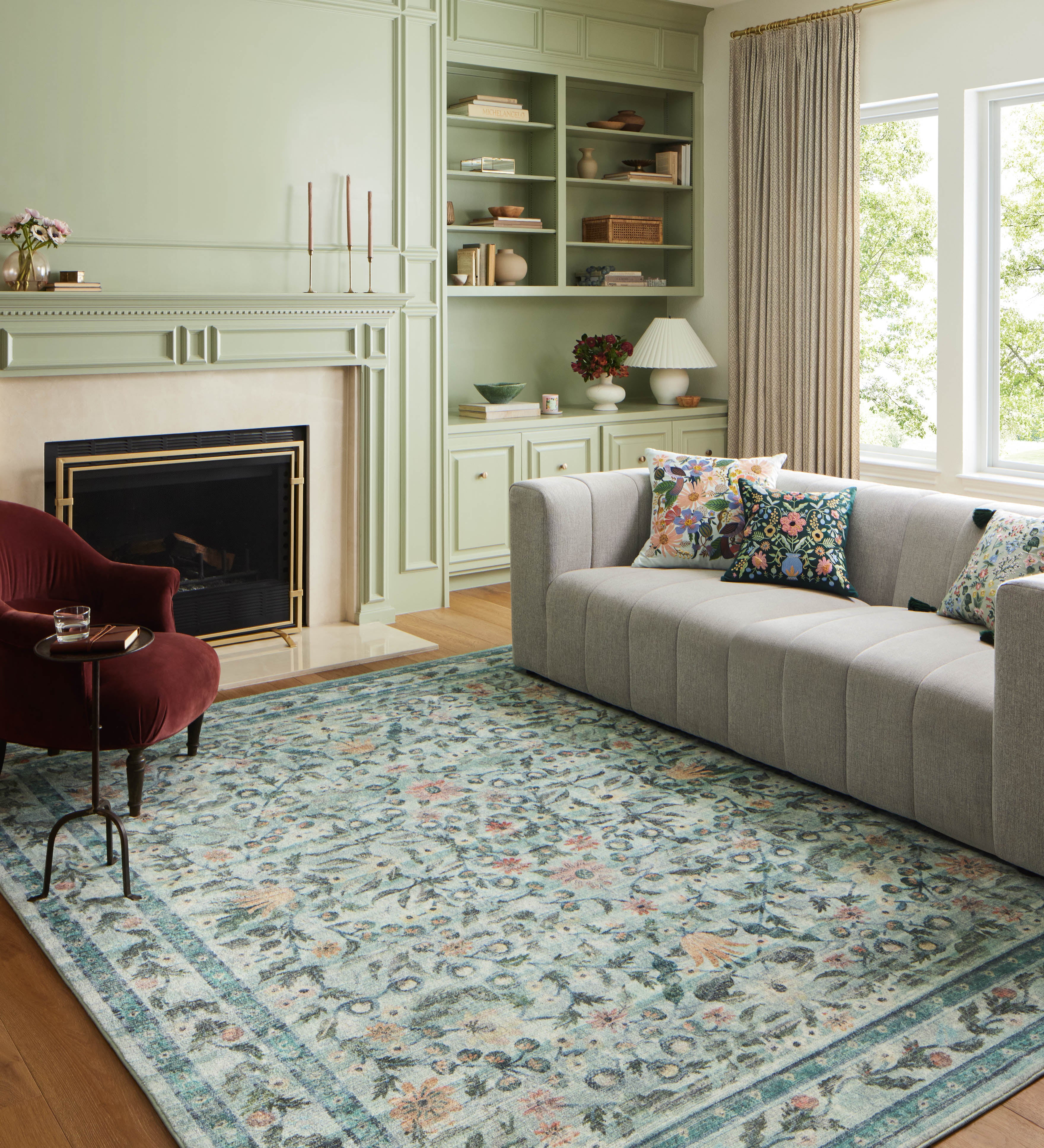 Rifle Paper Co. x Loloi Courtyard Eve Sage Rug 3-patterned rugs Loloi