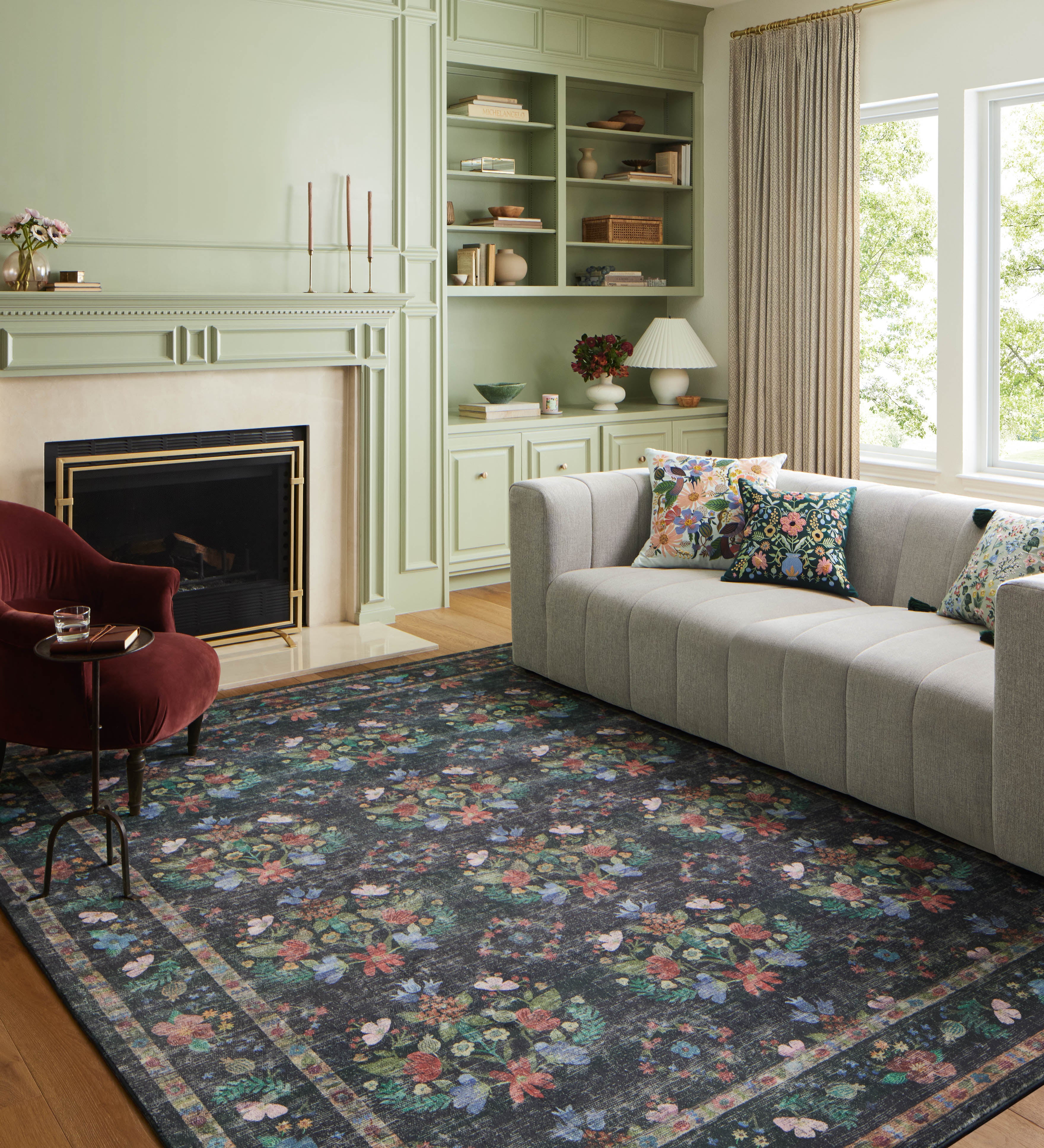 Rifle Paper Co. x Loloi Courtyard Seville Charcoal Rug 3-patterned rugs Loloi