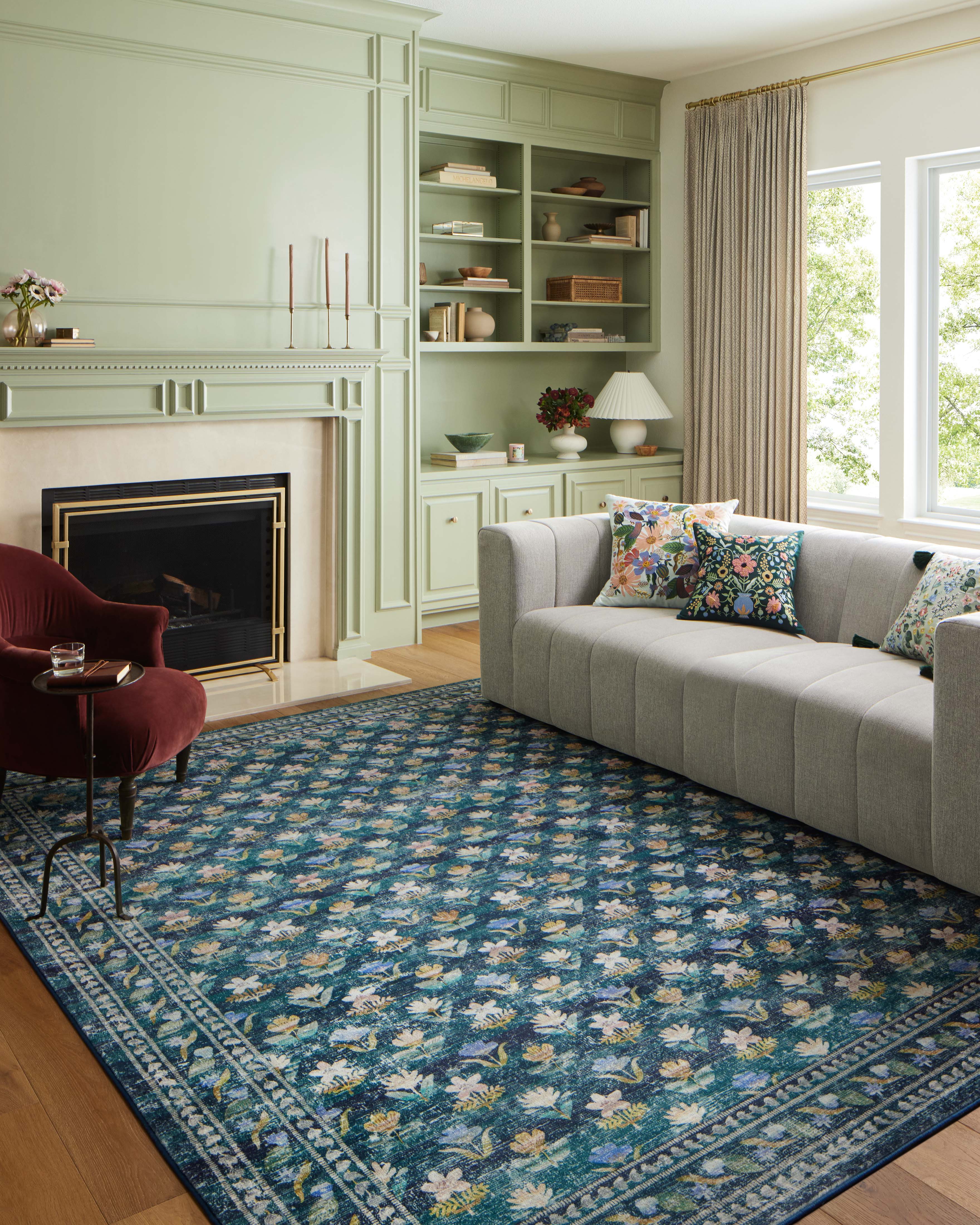 Rifle Paper Co. x Loloi Courtyard Hadley Emerald Rug 3-patterned rugs Loloi