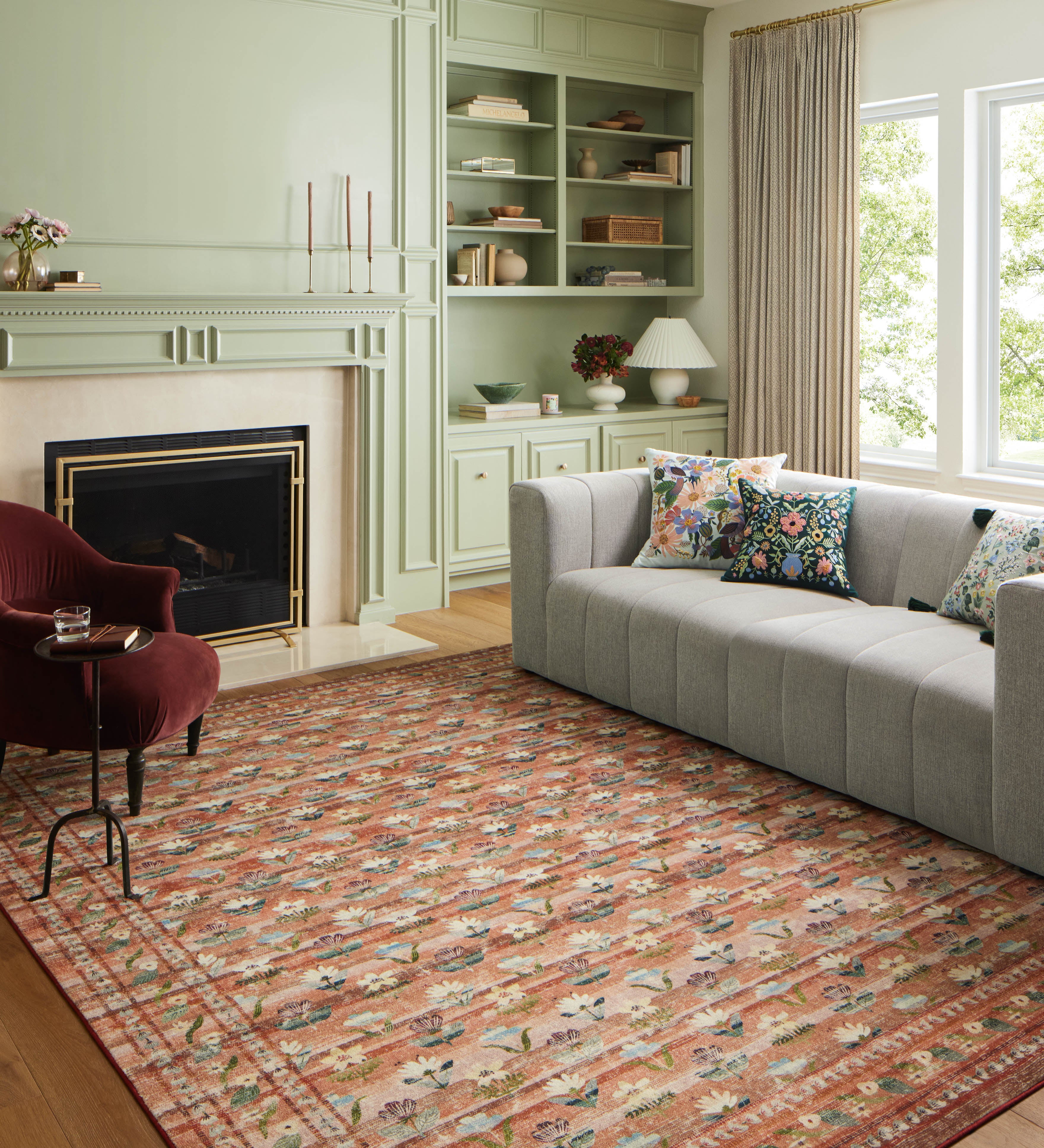 Rifle Paper Co. x Loloi Courtyard Hadley Terracotta Rug 3-patterned rugs Loloi