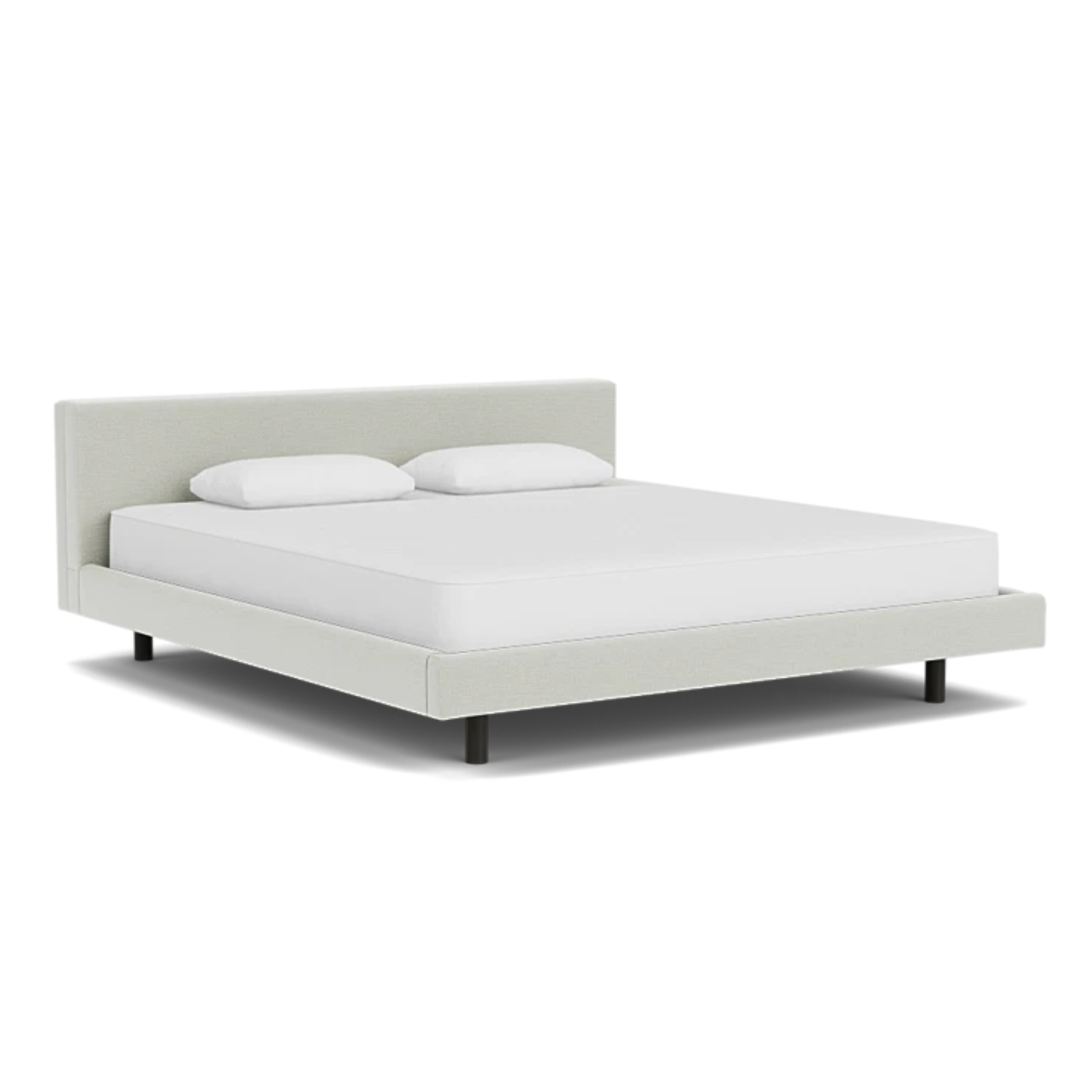 Custom Fabric Bento King Bed - Black Ash Leg 1 - d - FURNITURE - Custom Beds EQ3 Ceder Light Grey