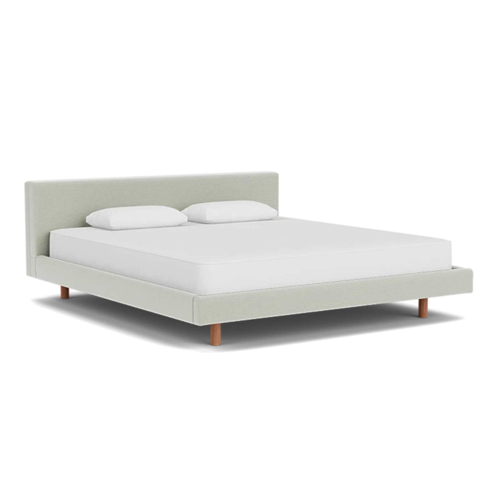 EQ3 Custom Fabric Bento King Bed - Walnut Leg 1 - d - FURNITURE - Custom Beds EQ3 Ceder Taupe