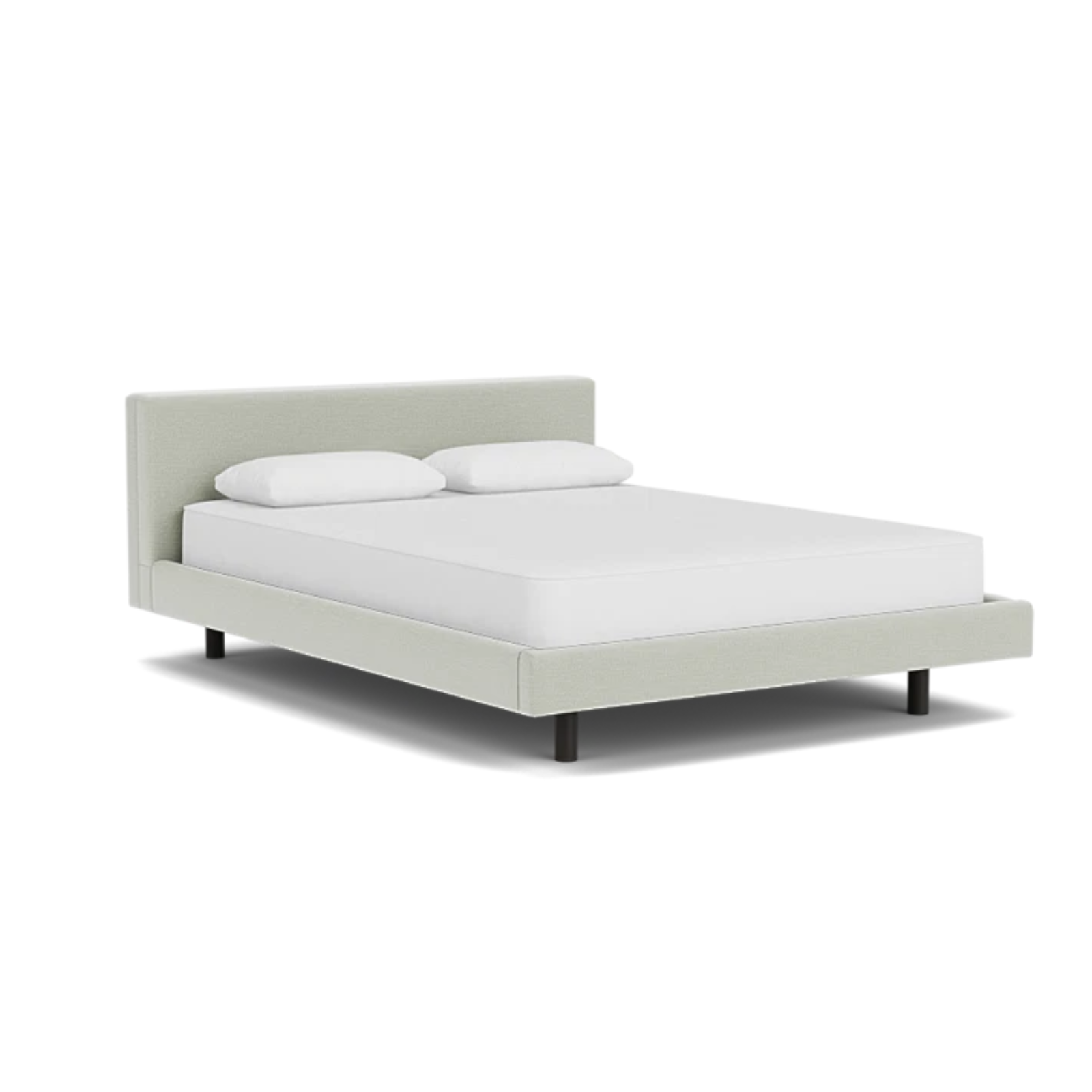Custom Fabric Bento Queen Bed - Black Ash Leg 1 - d - FURNITURE - Custom Beds EQ3 Ceder Taupe