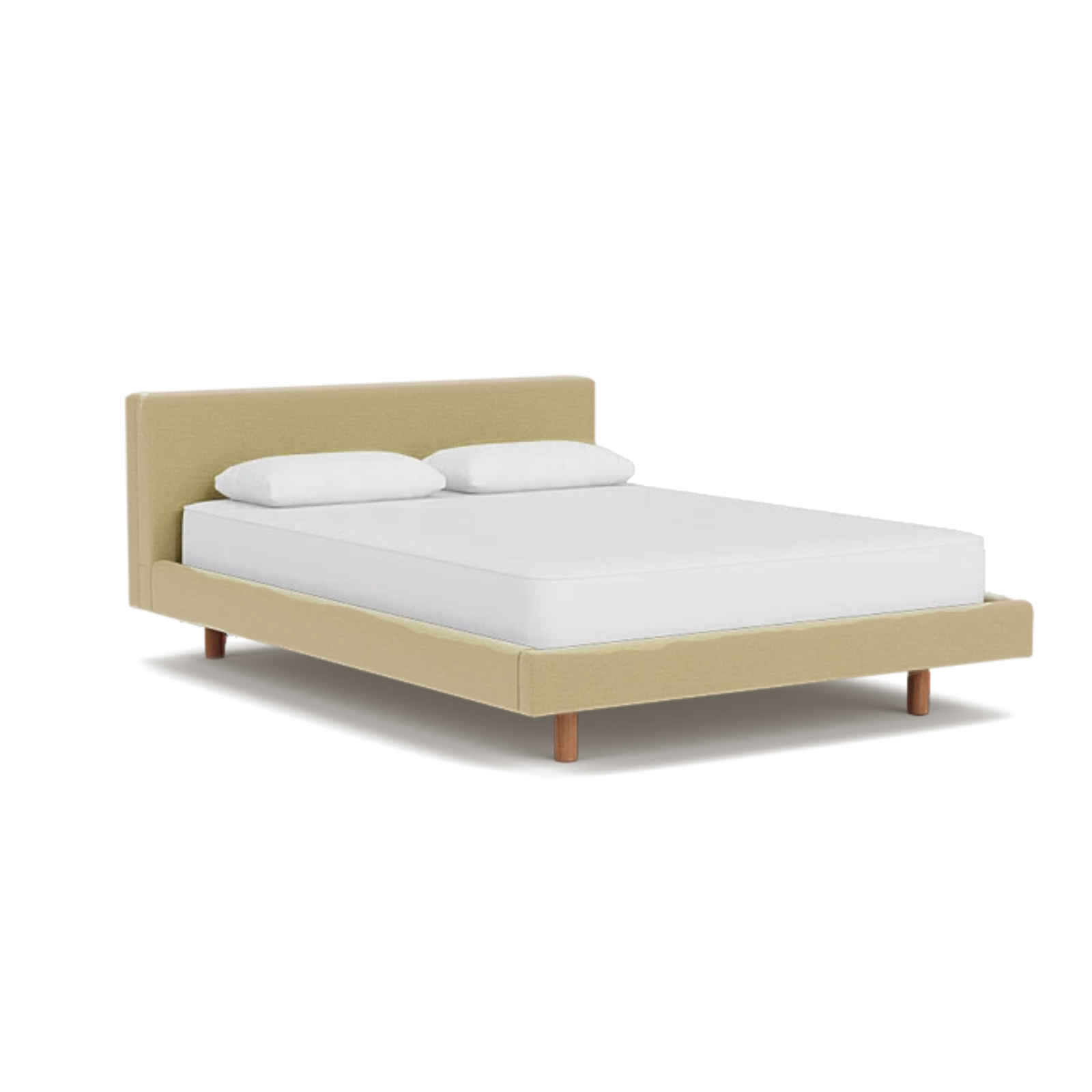 EQ3 Custom Fabric Bento Queen Bed - Walnut Leg