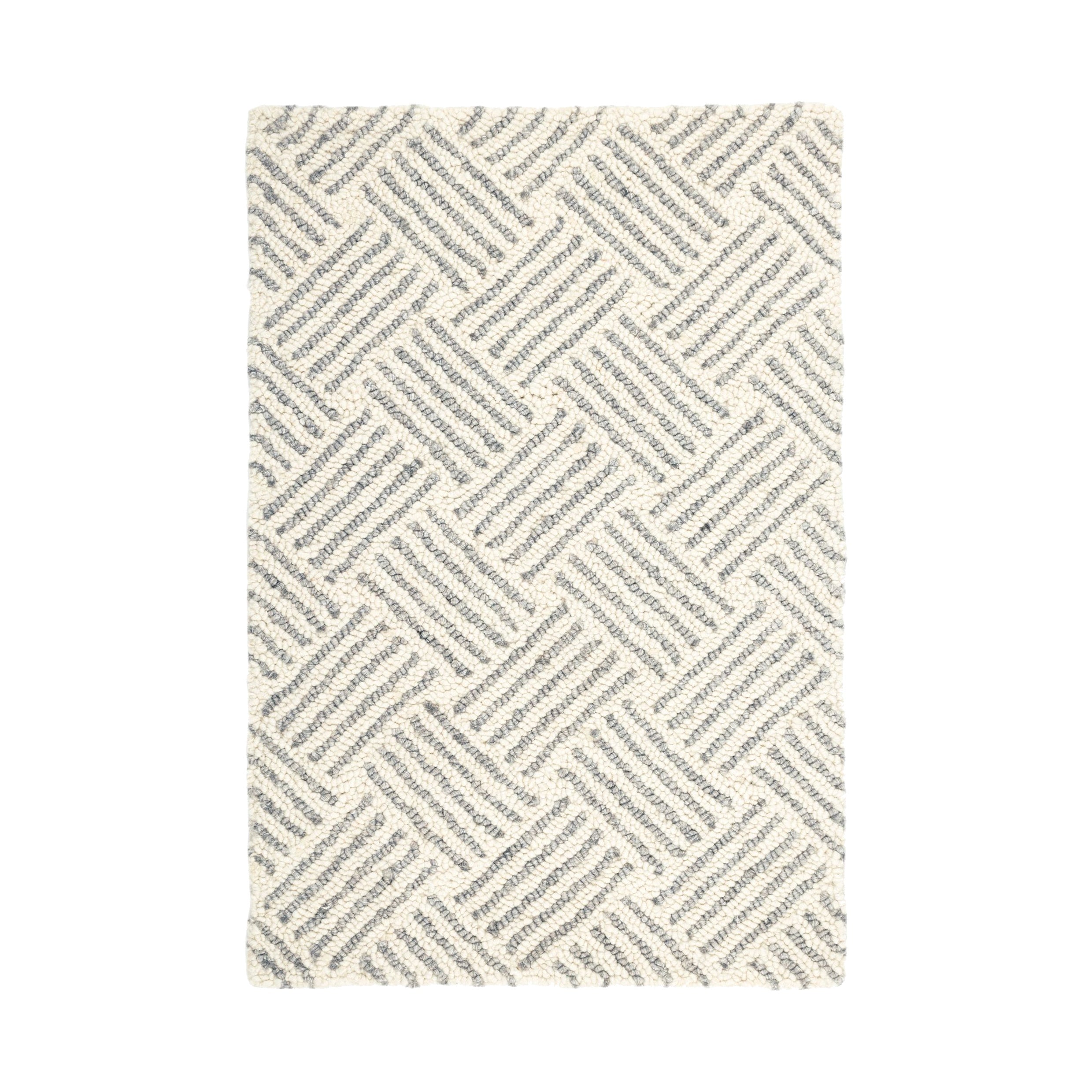 Layers Hand Hooked Wool Rug, Grey 2' x 3'