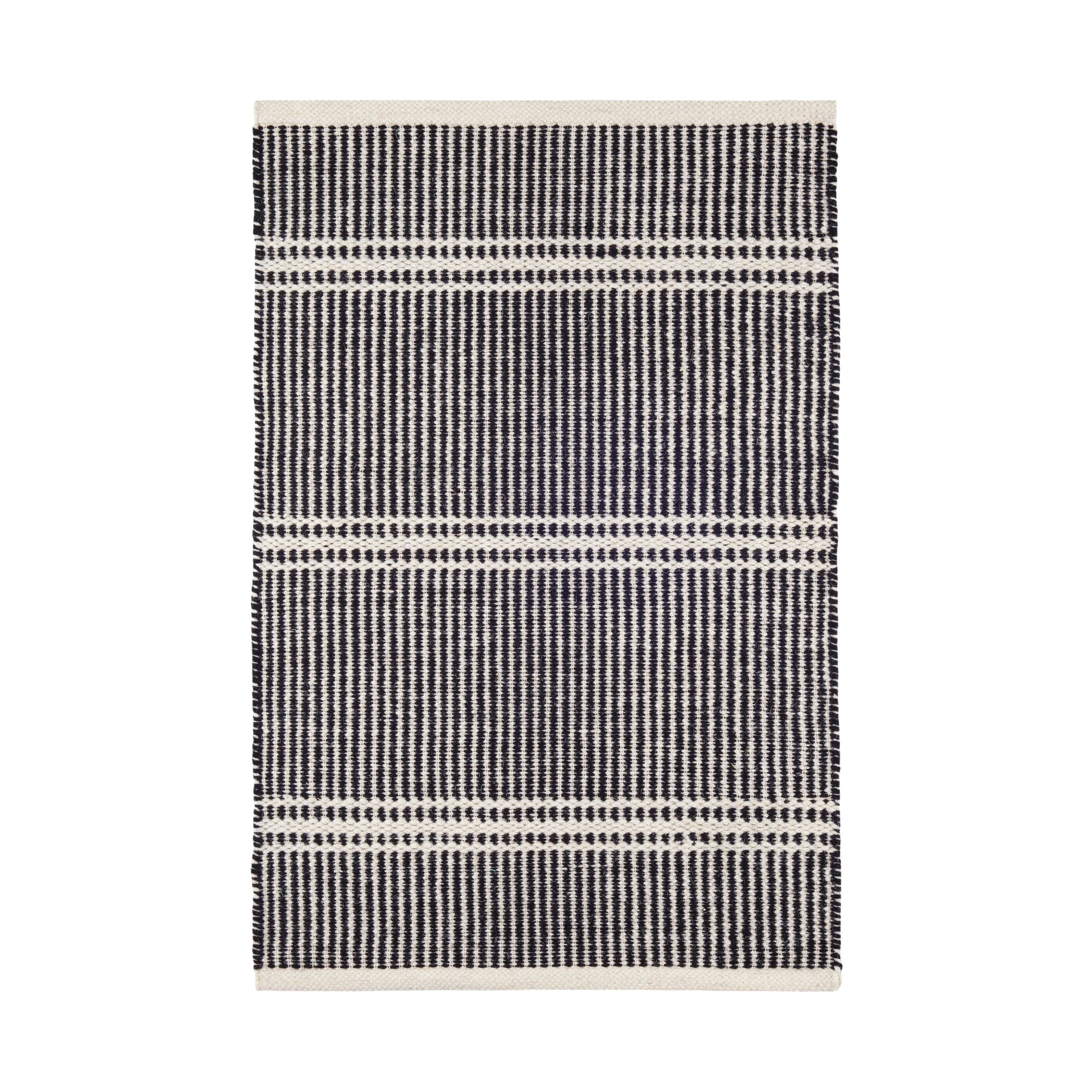 Malta Handwoven Wool Rug RUGS-wool Dash & Albert Black/Ivory 2' x 3'