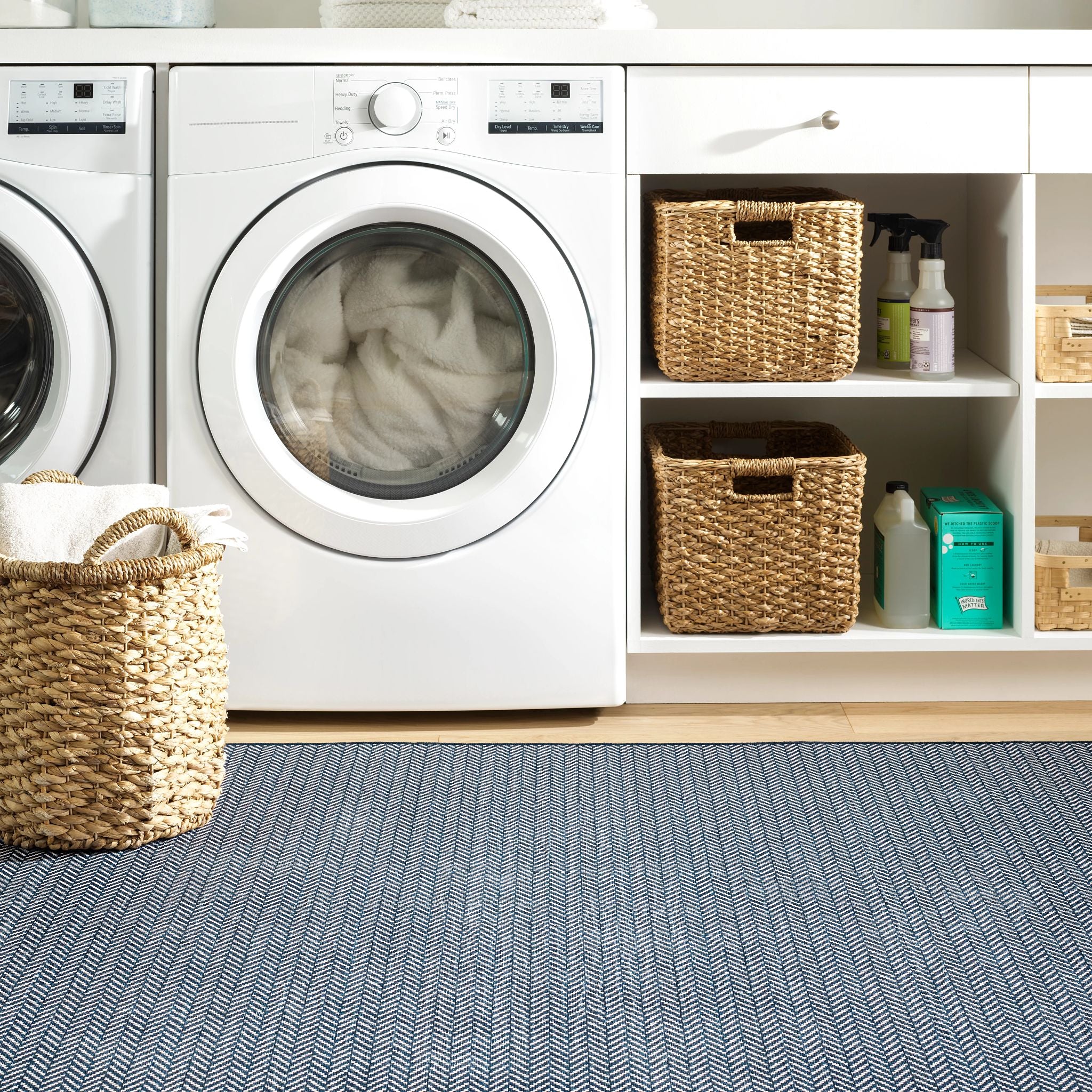 Herringbone Machine Washable Rug swedish blue RUGS - washable Dash & Albert